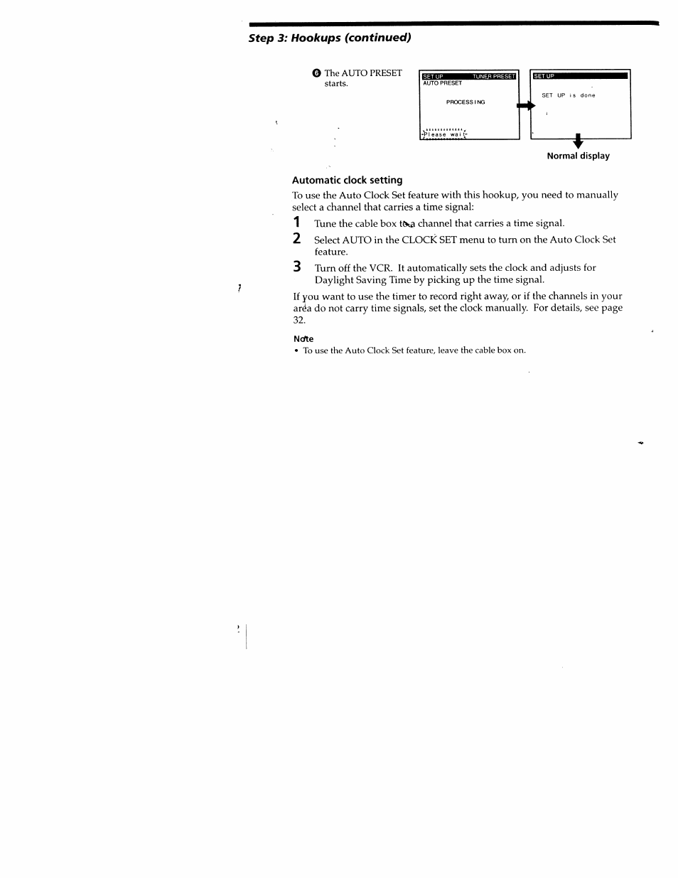Automatic clock setting | Sony SLV-M20HF User Manual | Page 22 / 52