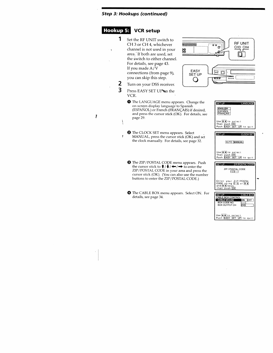 Step 3: hookups (continued) hookup 5: vcr setup | Sony SLV-M20HF User Manual | Page 24 / 52