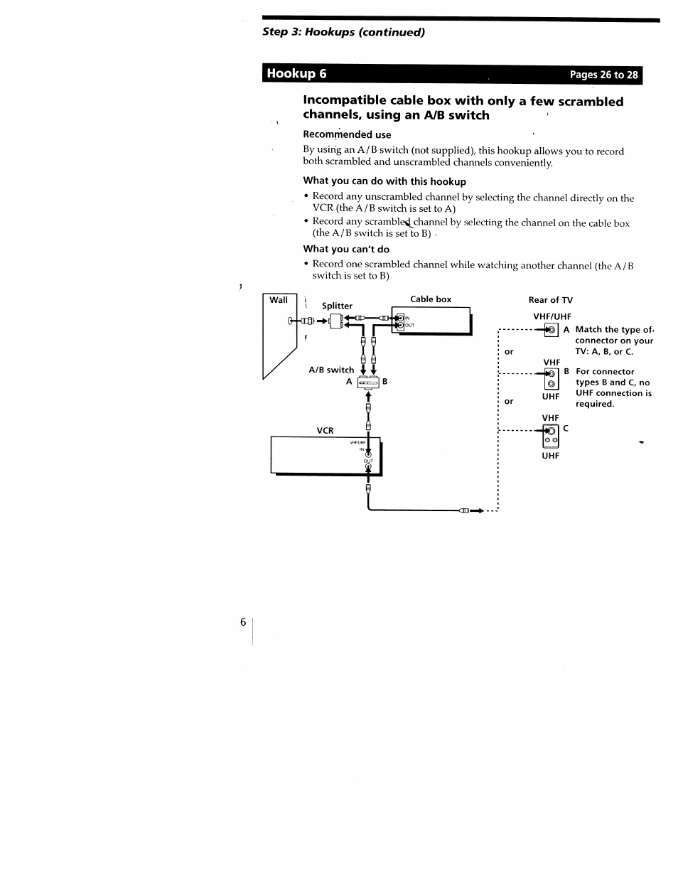 Recommended use, What you can do with this hookup, What you can't do | Sony SLV-M20HF User Manual | Page 26 / 52