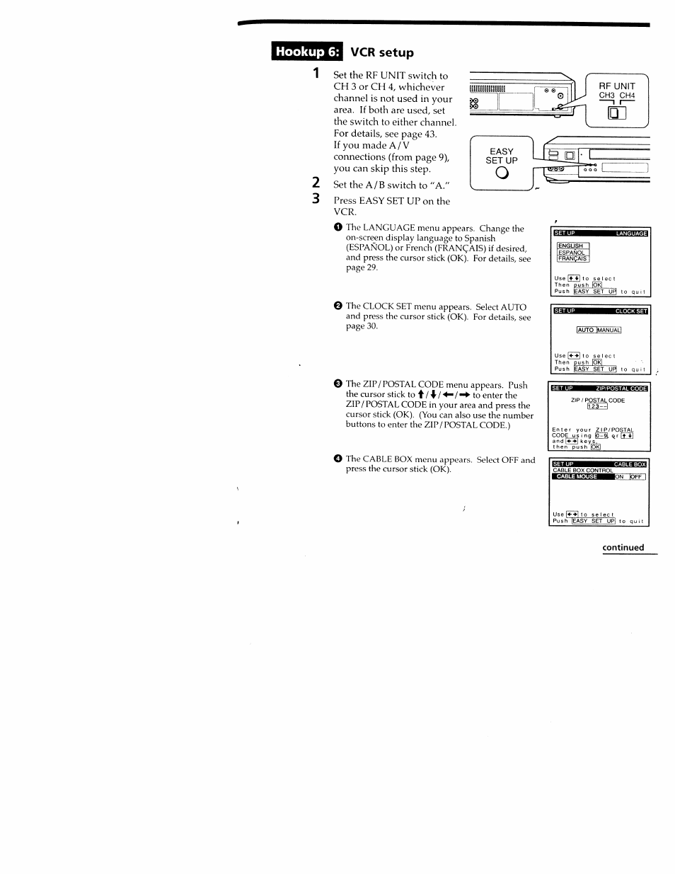 Hookup 6: vcr setup | Sony SLV-M20HF User Manual | Page 27 / 52