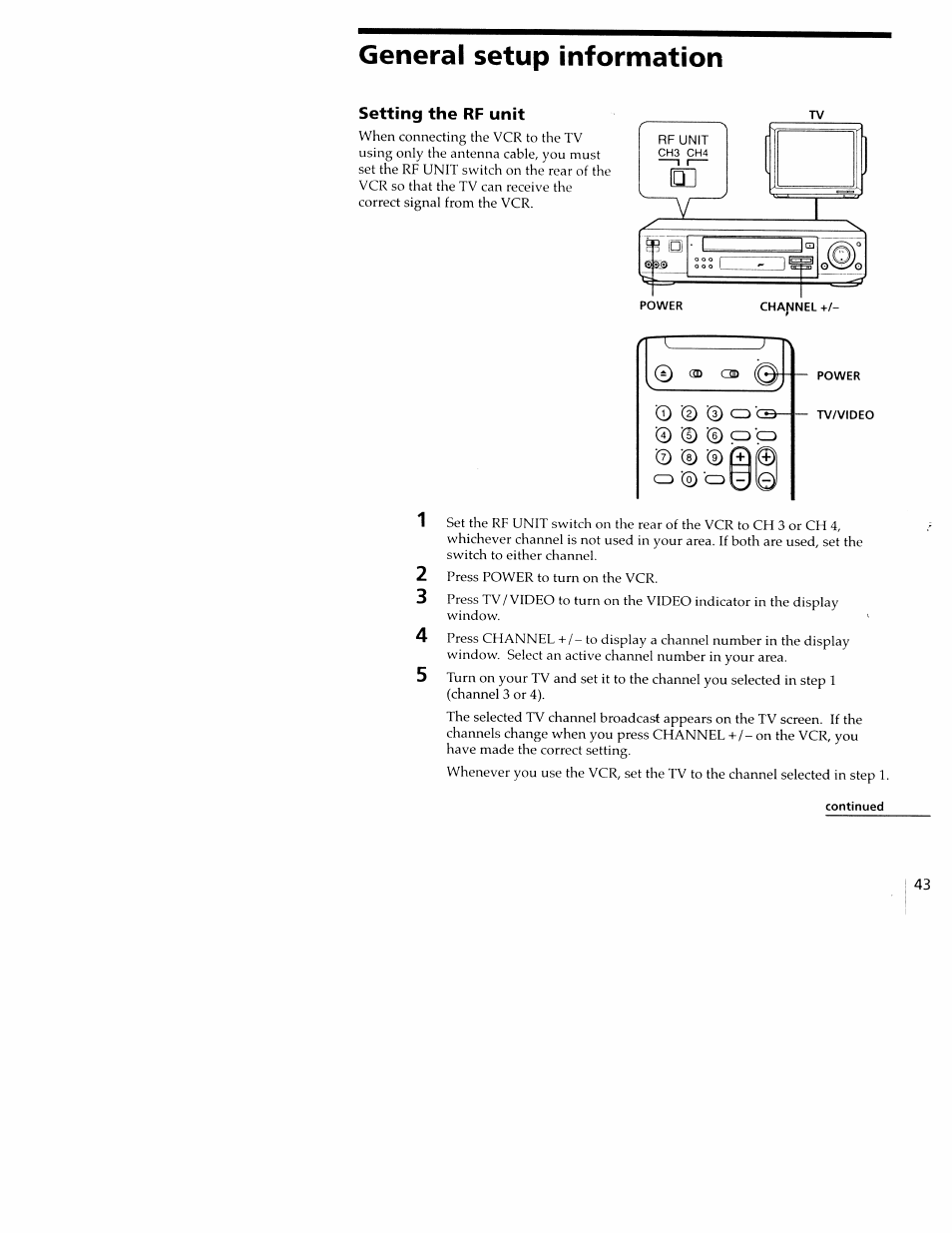 General setup information | Sony SLV-M20HF User Manual | Page 42 / 52