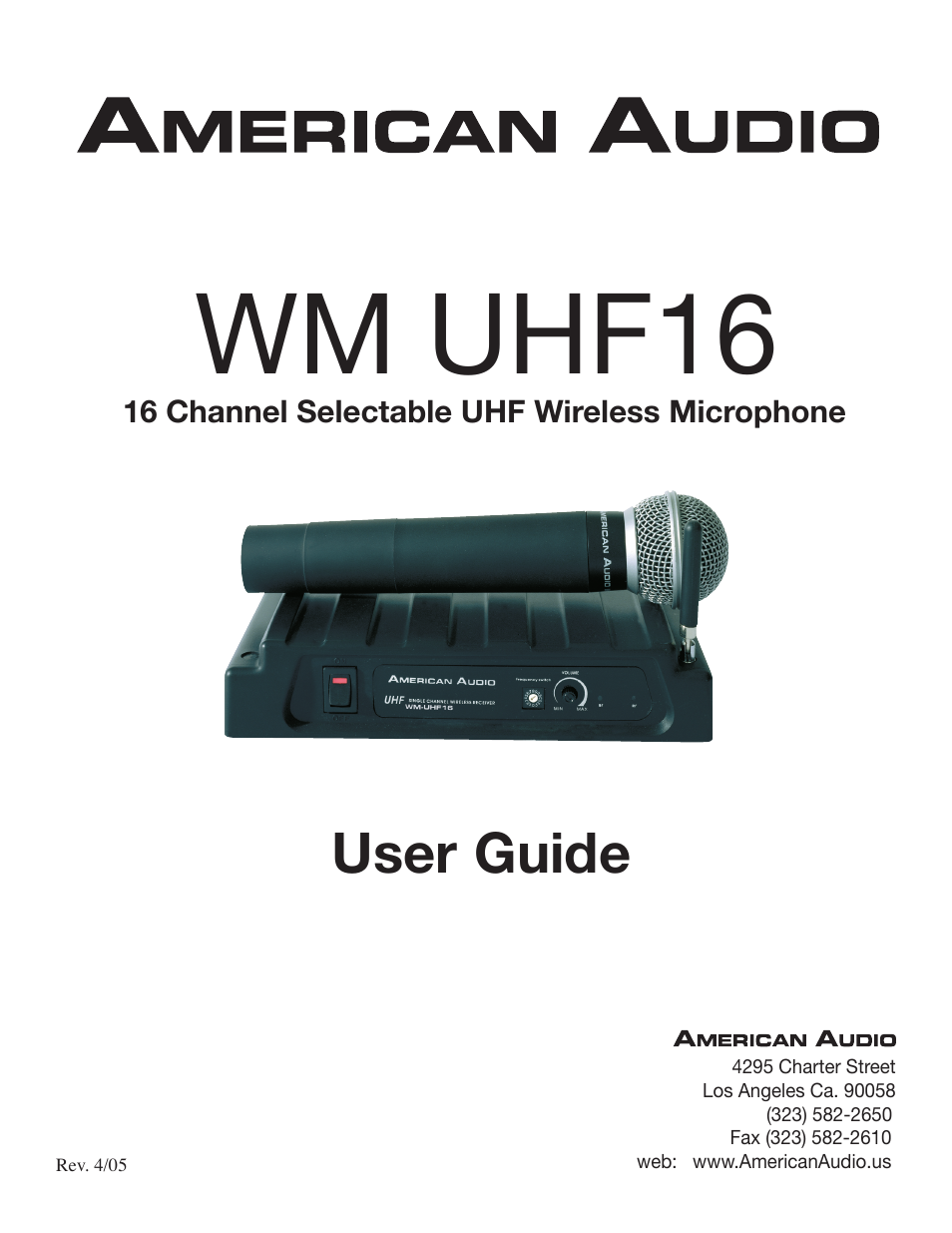 American Audio WM-UHF16 User Manual | 9 pages