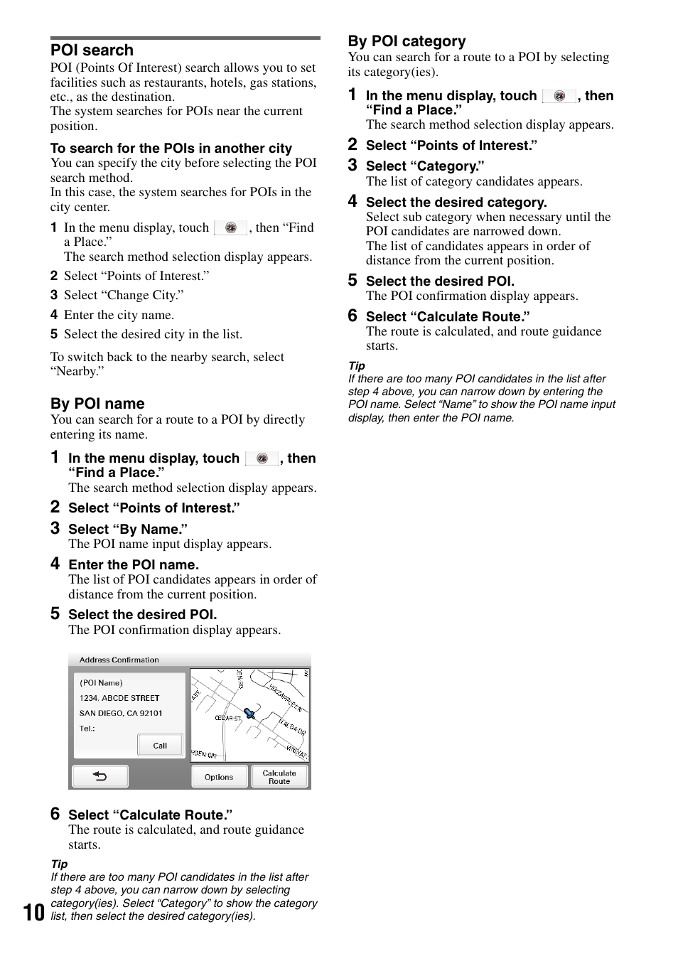 Poi search | Sony NV-U83T User Manual | Page 10 / 31