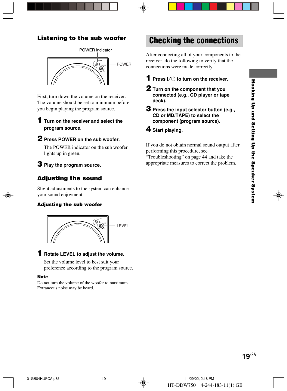 Checking the connections | Sony HT-DDW750 User Manual | Page 19 / 52