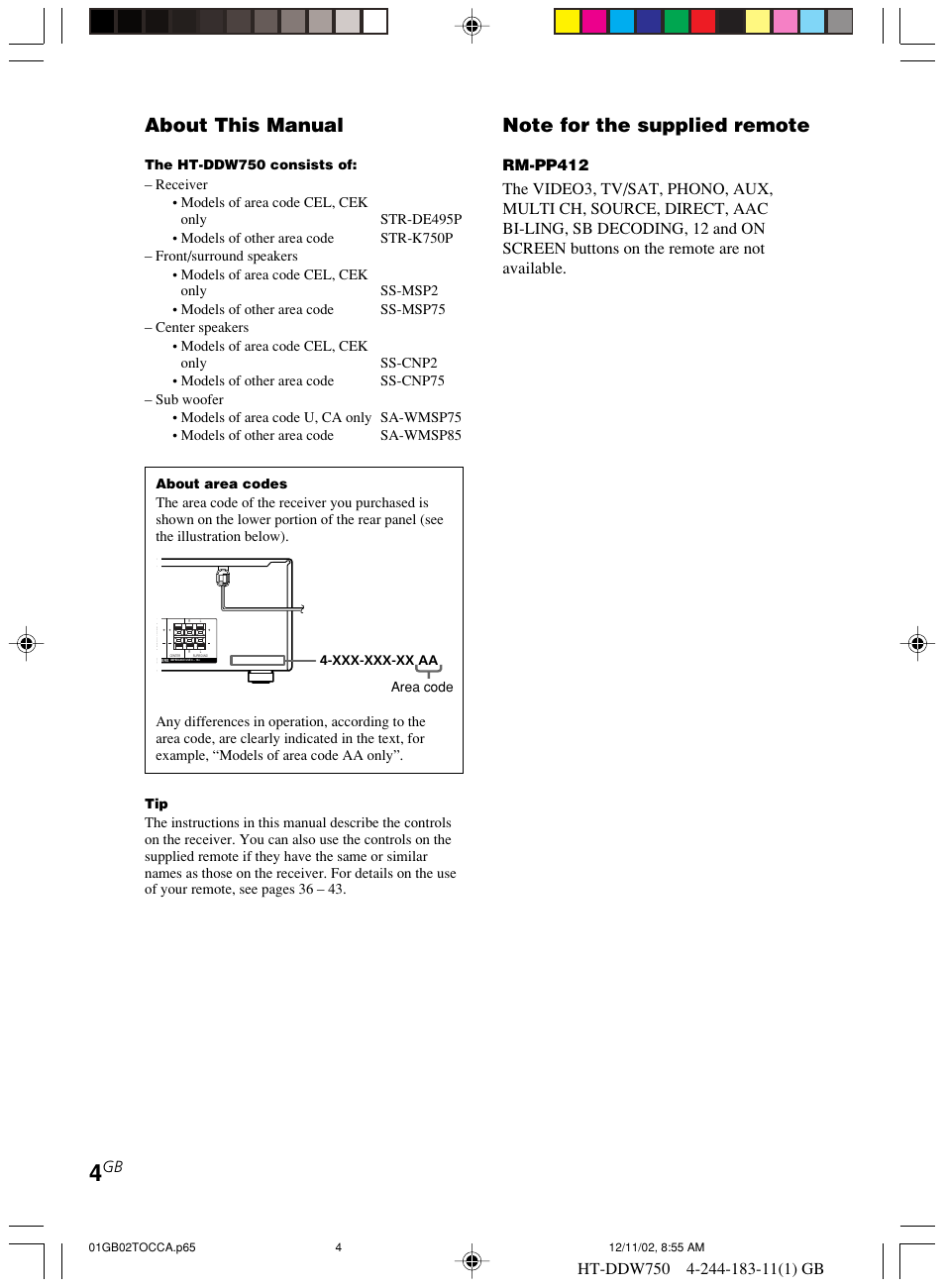 About this manual | Sony HT-DDW750 User Manual | Page 4 / 52