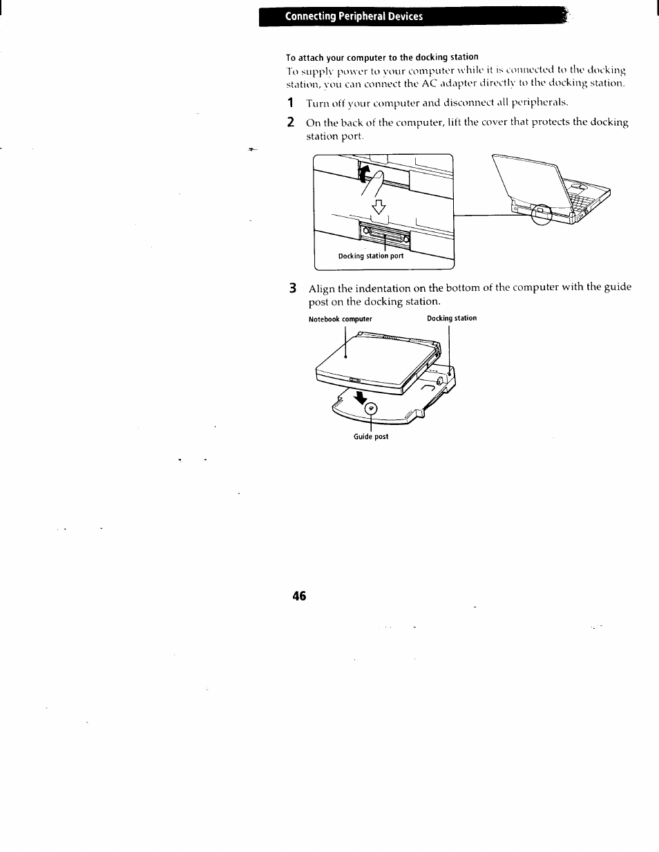 To attach your computer to the docking station | Sony PCG-717 User Manual | Page 47 / 154