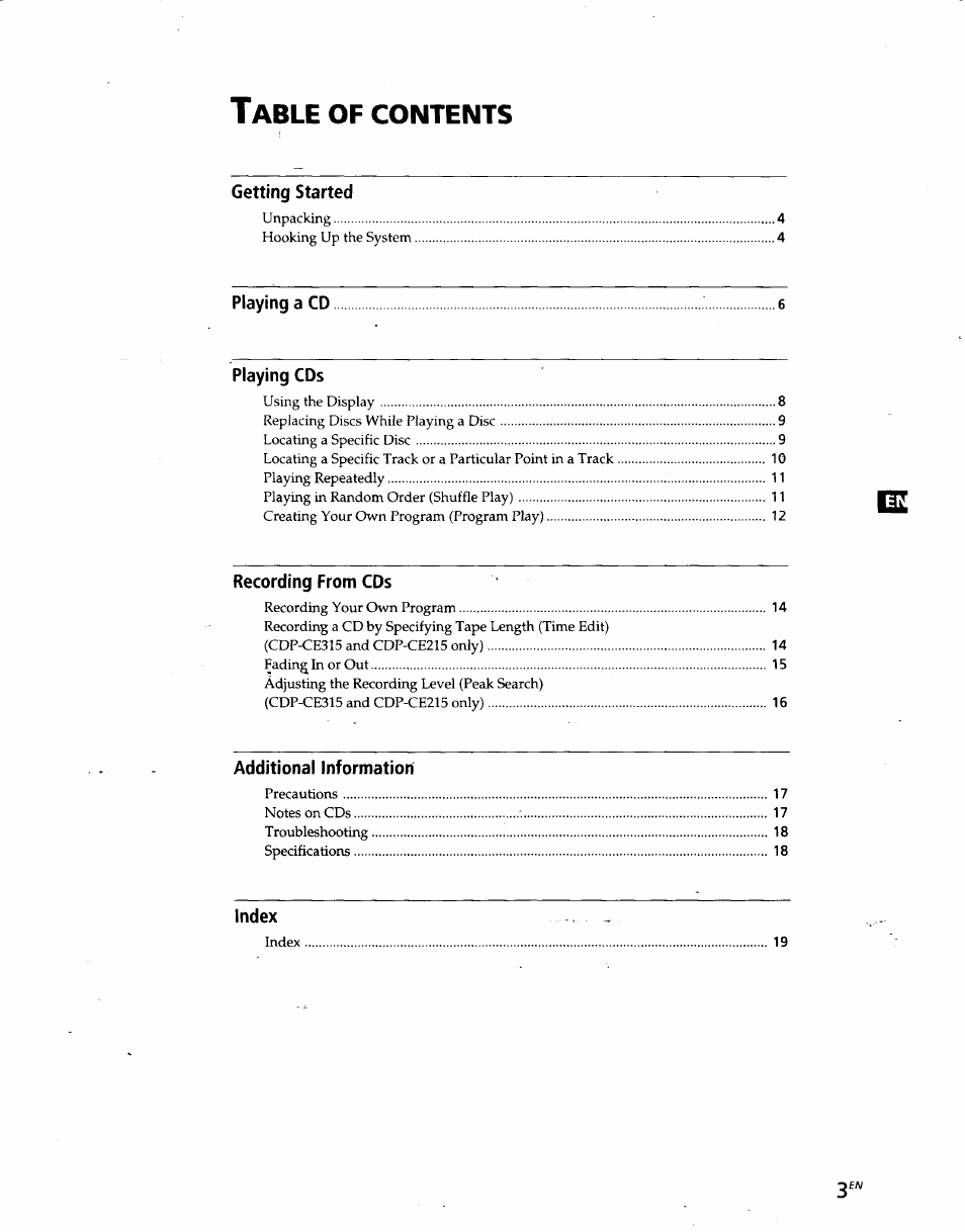 Sony CDP-CE215 User Manual | Page 3 / 91