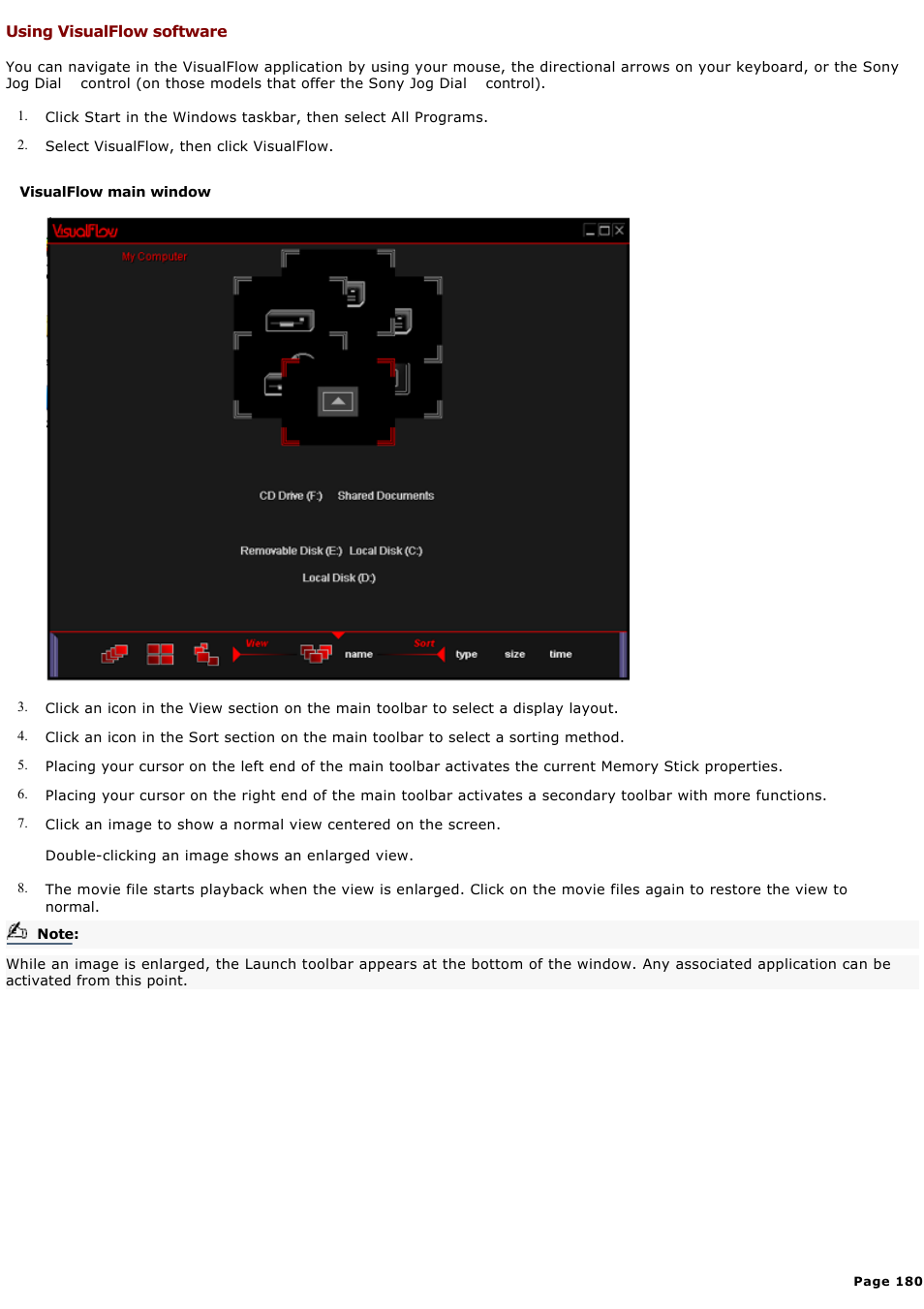 Using visualflow software | Sony PCG-GR300K User Manual | Page 180 / 198