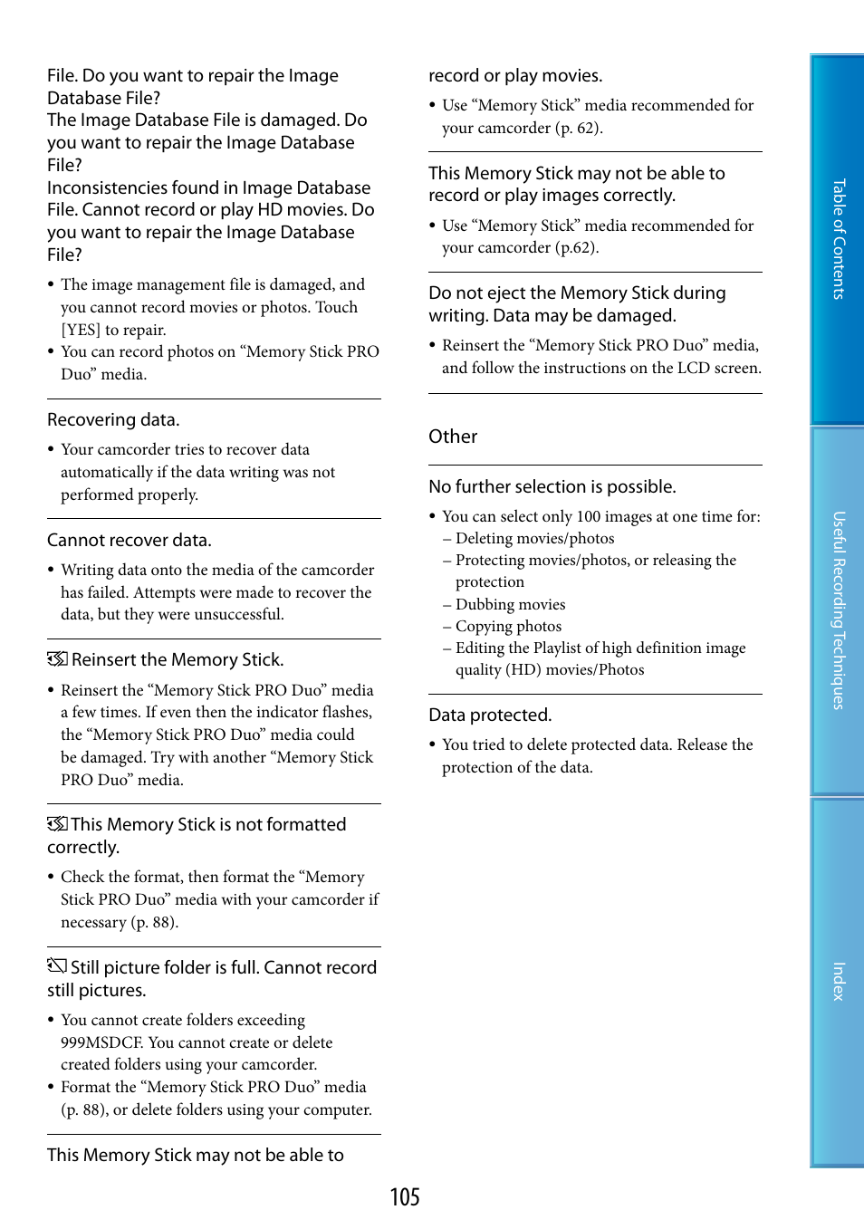 Other | Sony HDR-TG5 User Manual | Page 105 / 123
