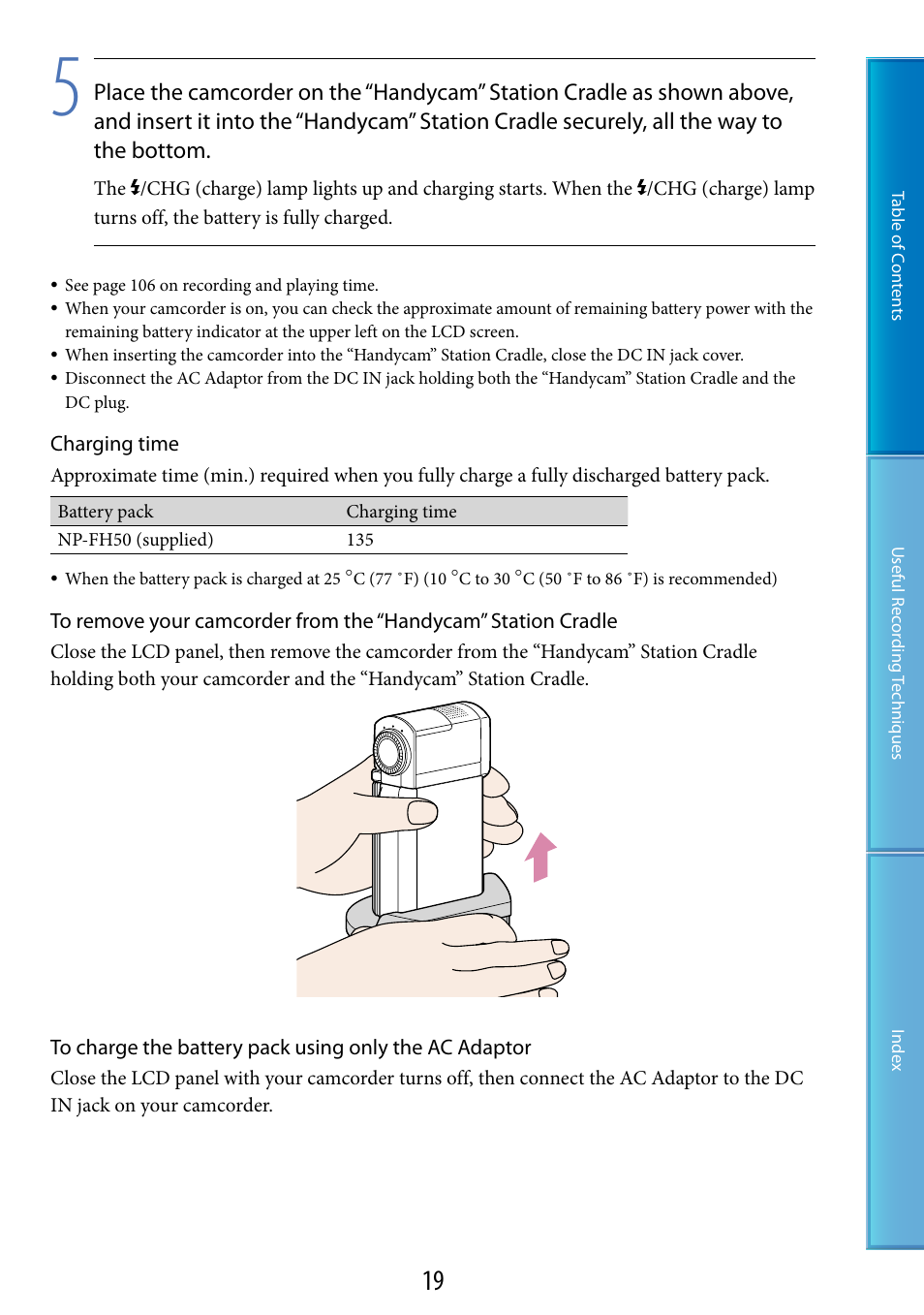 Sony HDR-TG5 User Manual | Page 19 / 123