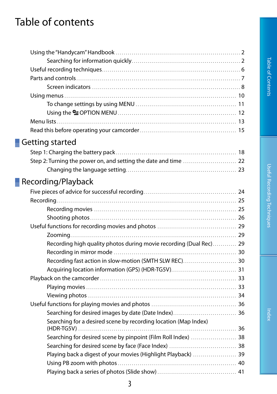 Sony HDR-TG5 User Manual | Page 3 / 123
