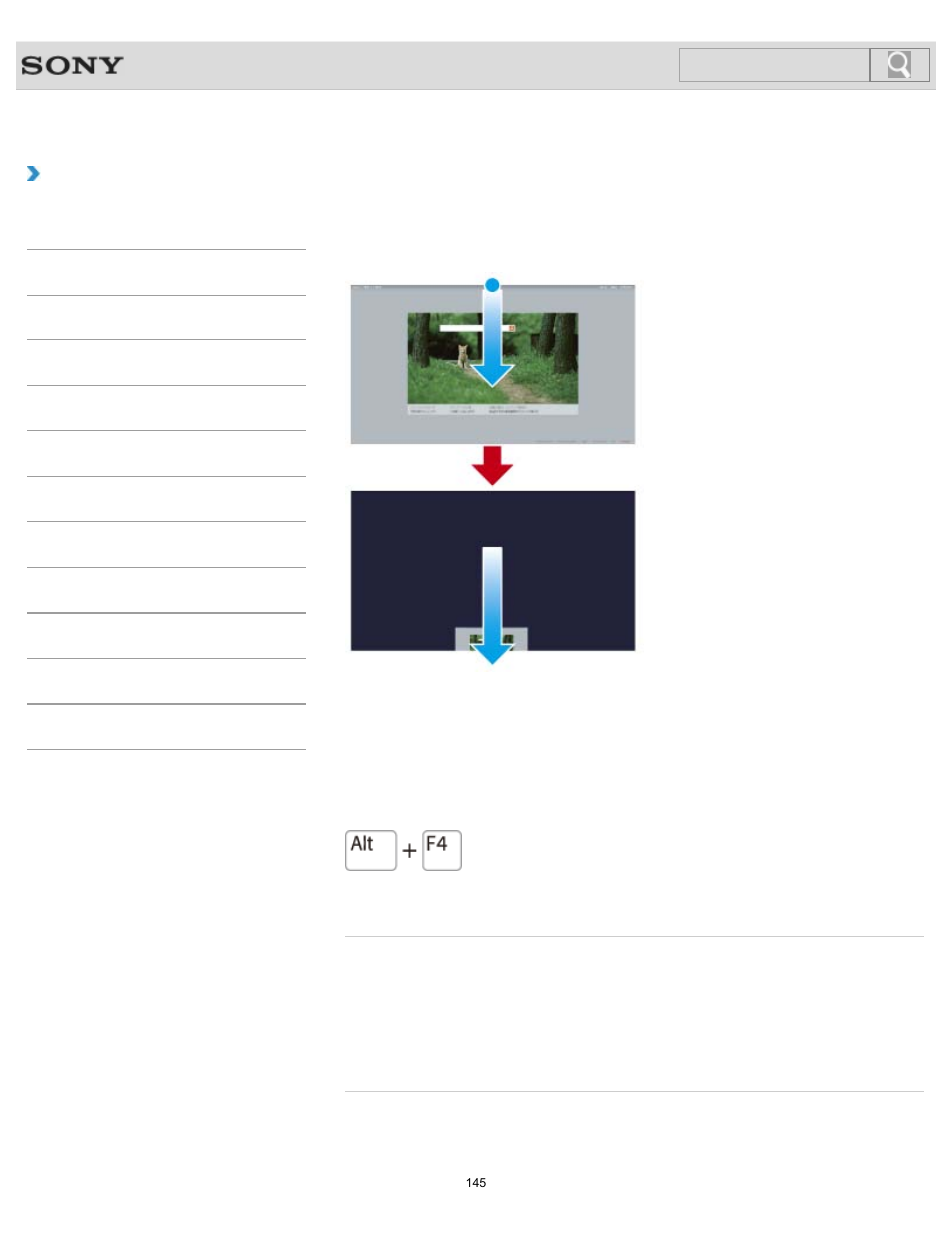 Closing apps, How to use, Search | Sony SVS1512GPXB User Manual | Page 145 / 417