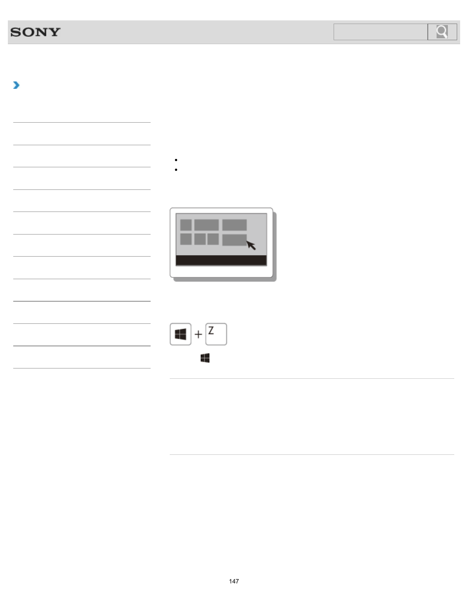 Opening the app menu, How to use, Search | Sony SVS1512GPXB User Manual | Page 147 / 417