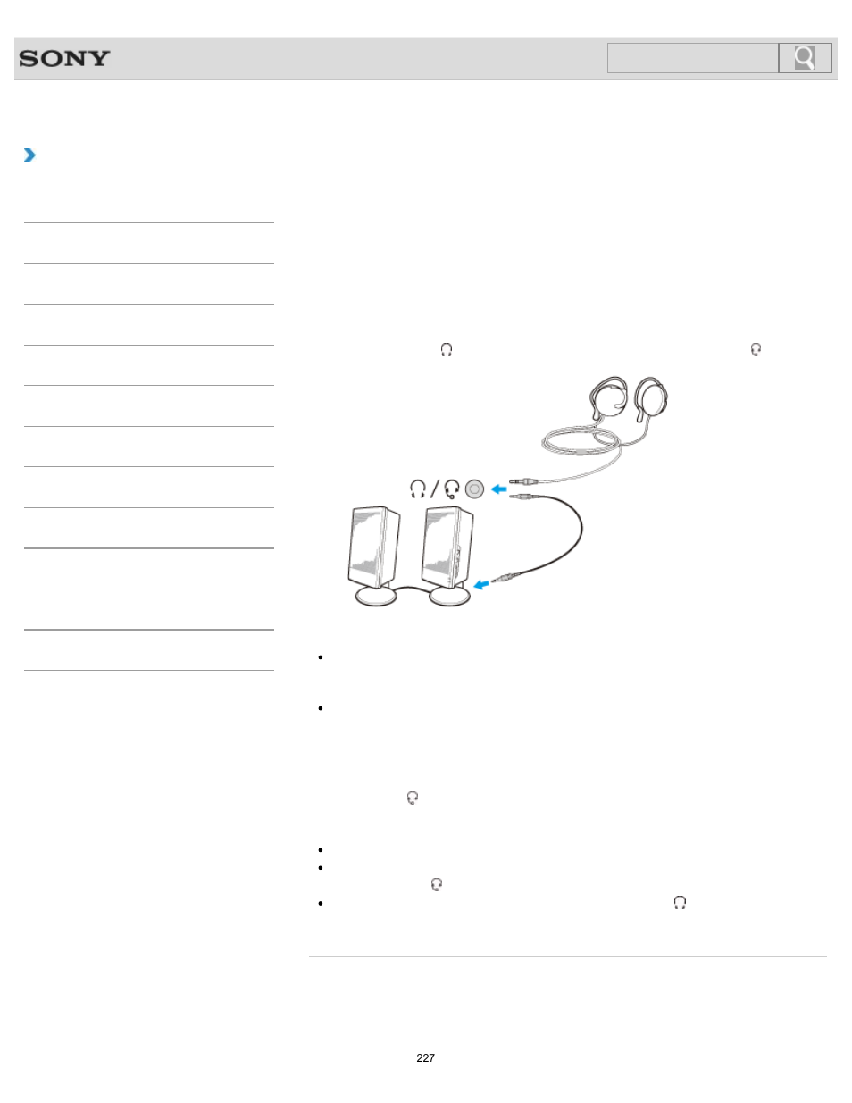 Connecting external speakers/headphones/headset, Details, Svs13a | Svs151), How to use, Search | Sony SVS1512GPXB User Manual | Page 227 / 417
