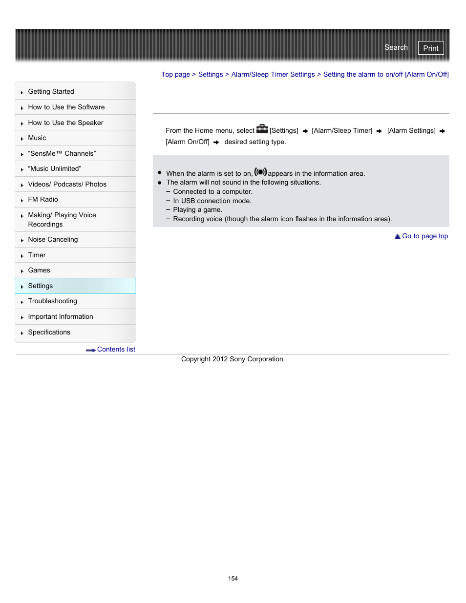 Setting the alarm to on/off [alarm on/off | Sony NWZ-E475BLK User Manual | Page 154 / 231