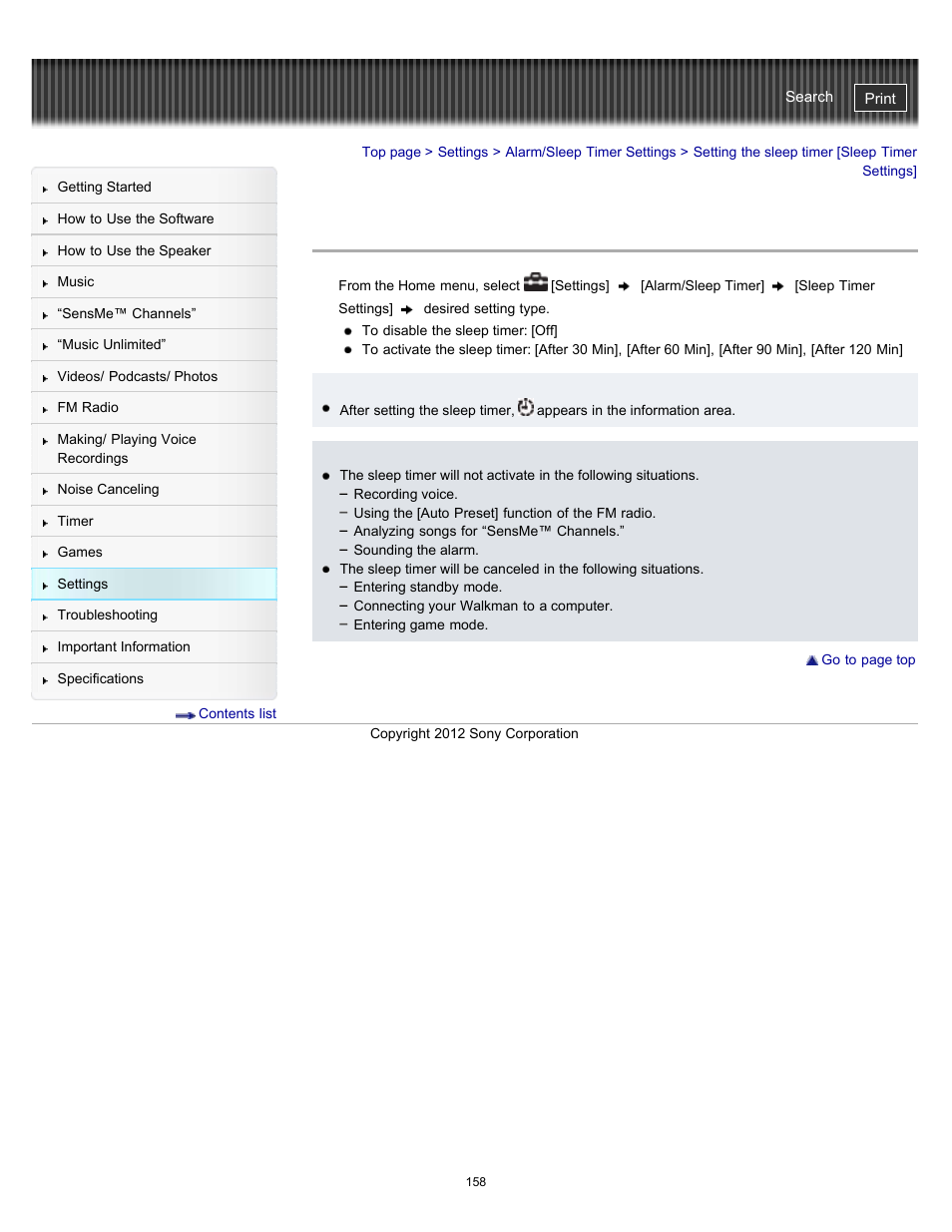 Setting the sleep timer [sleep timer settings, Details | Sony NWZ-E475BLK User Manual | Page 158 / 231