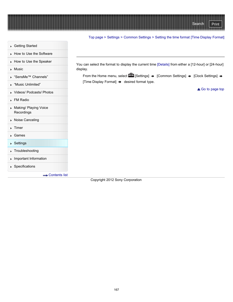 Setting the time format [time display format, Details | Sony NWZ-E475BLK User Manual | Page 167 / 231