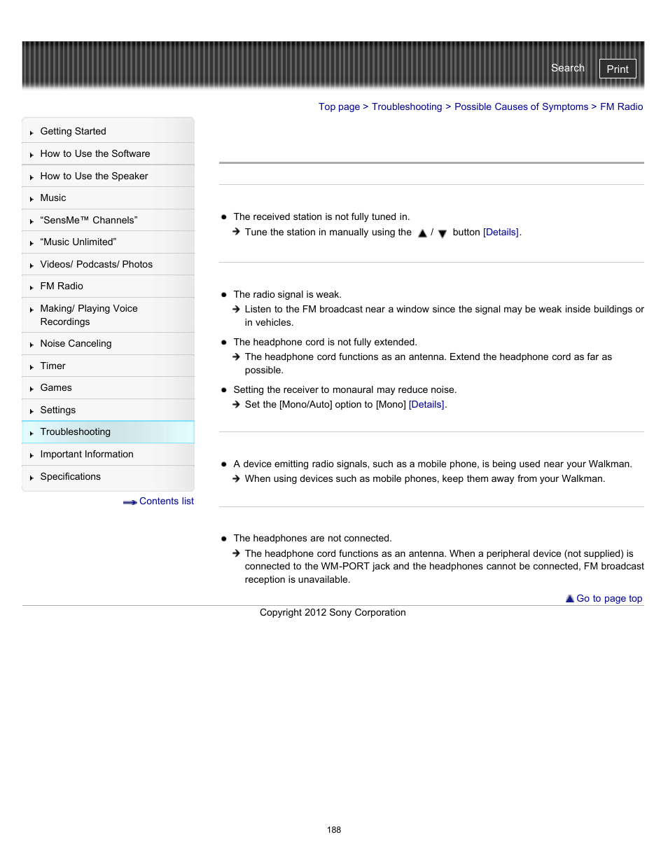 Fm radio | Sony NWZ-E475BLK User Manual | Page 188 / 231