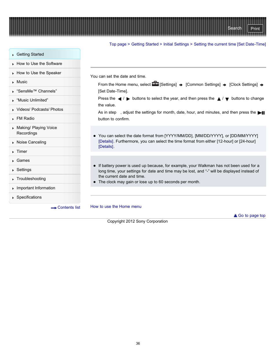 Setting the current time [set date-time | Sony NWZ-E475BLK User Manual | Page 36 / 231