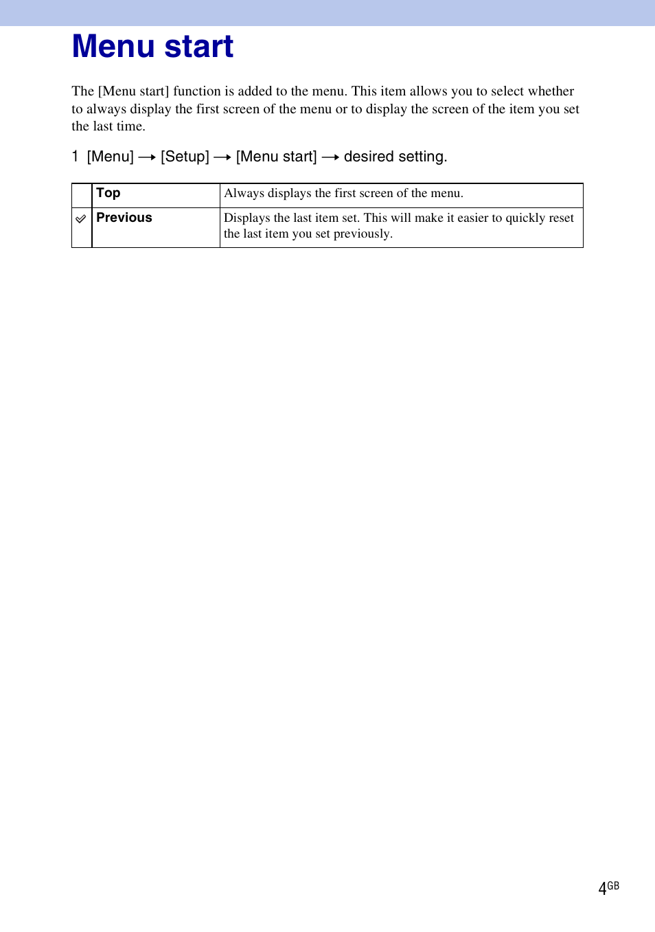 Menu start | Sony NEX-5 User Manual | Page 4 / 7