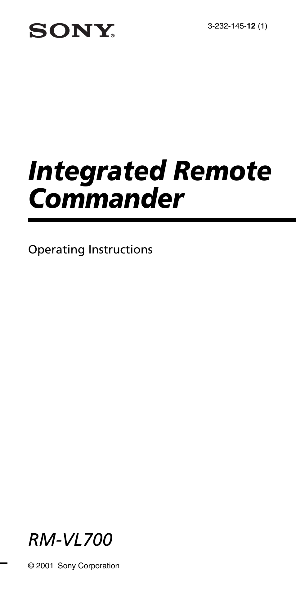 Sony RM-VL700S User Manual | 40 pages