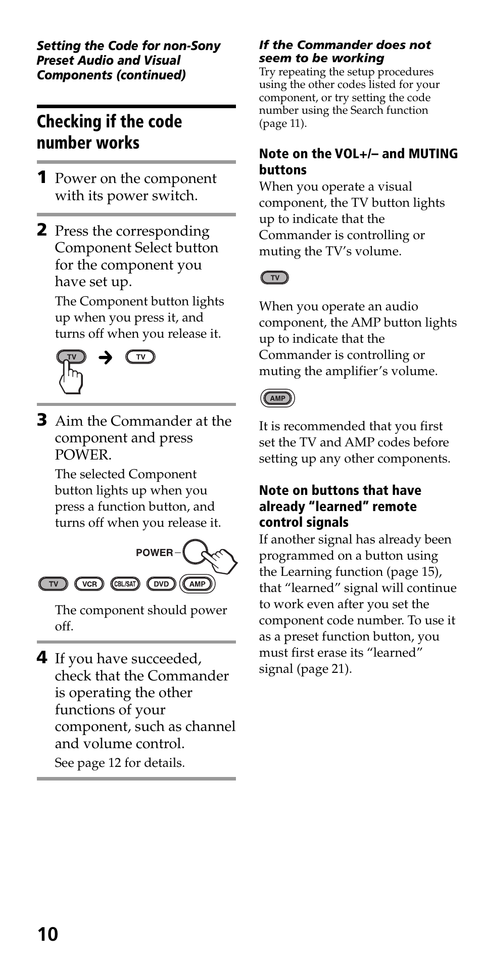 Checking if the code number works, Checking if the code number works 1 | Sony RM-VL700S User Manual | Page 10 / 40