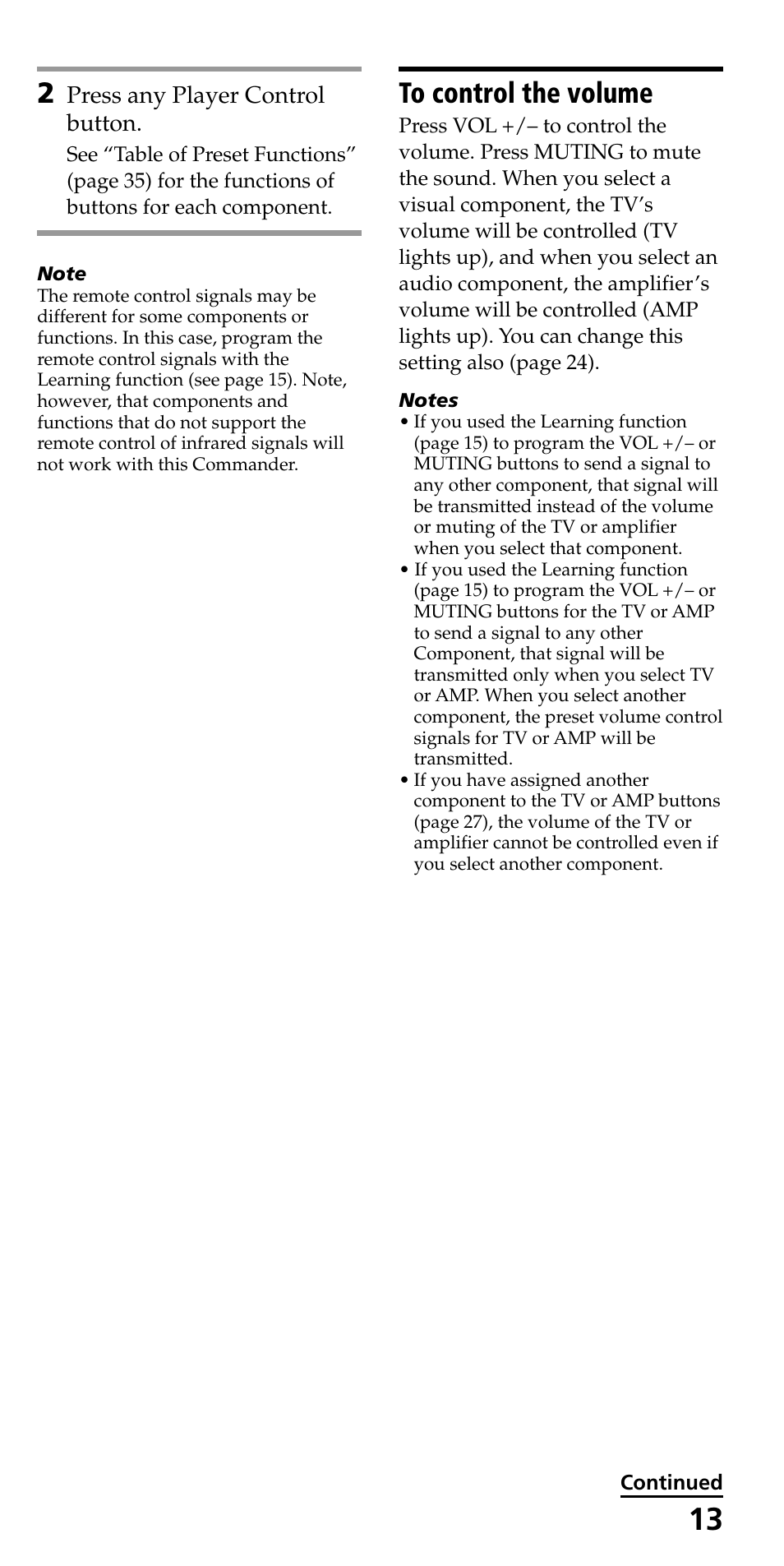 To control the volume | Sony RM-VL700S User Manual | Page 13 / 40