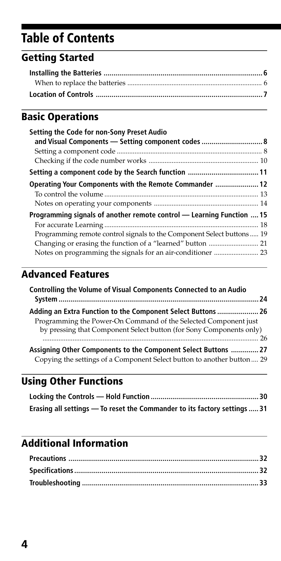 Sony RM-VL700S User Manual | Page 4 / 40