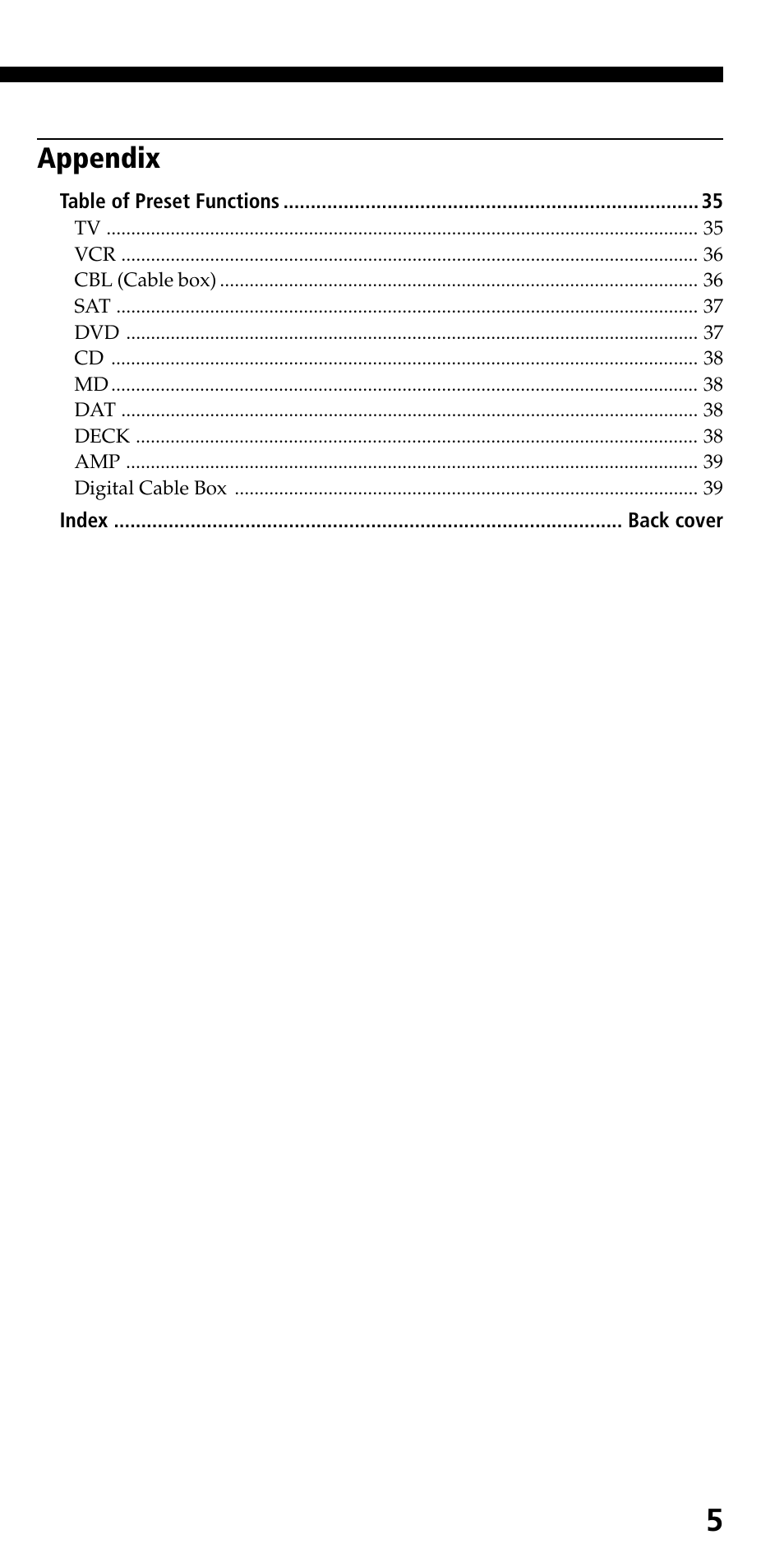 Appendix | Sony RM-VL700S User Manual | Page 5 / 40