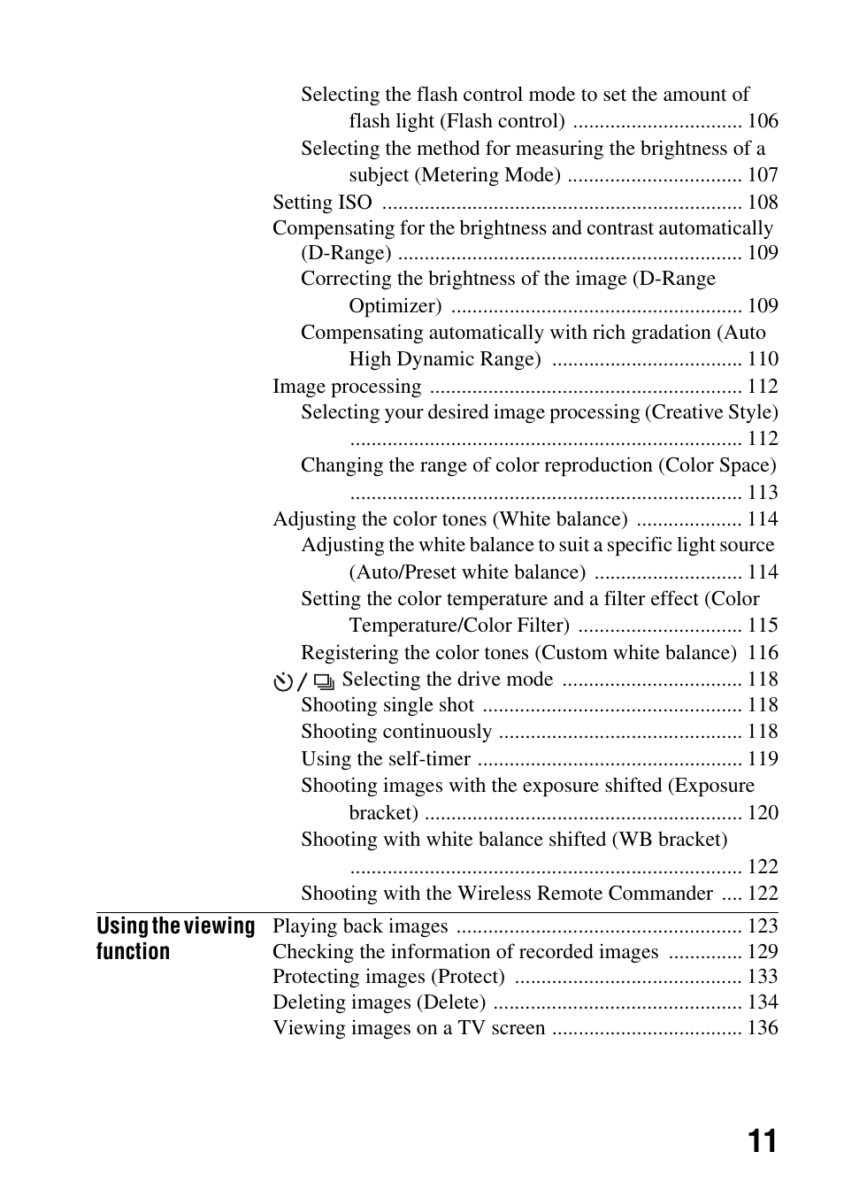 Sony DSLR-A580L User Manual | Page 11 / 199