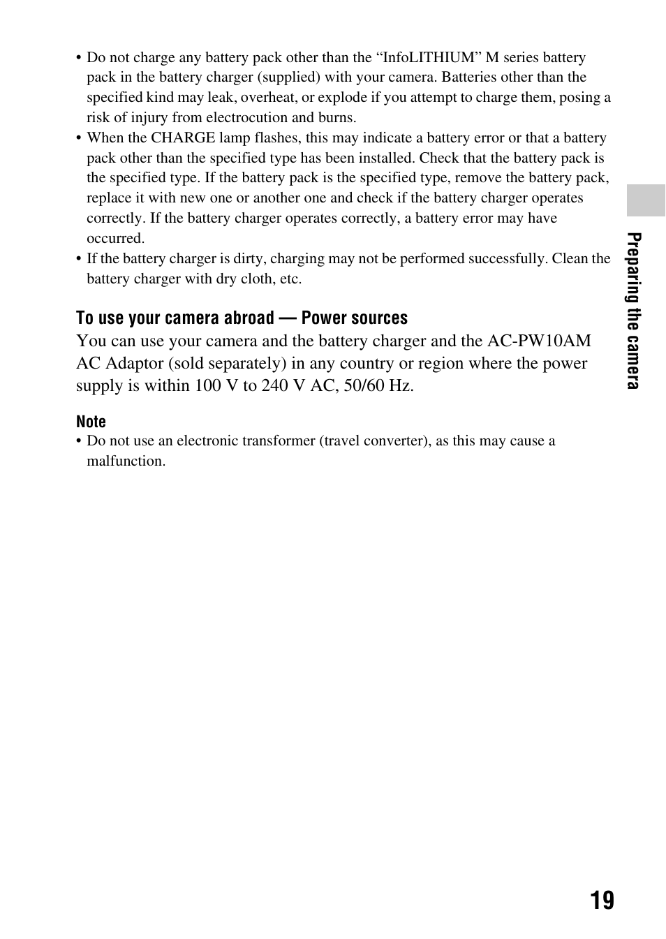 Sony DSLR-A580L User Manual | Page 19 / 199