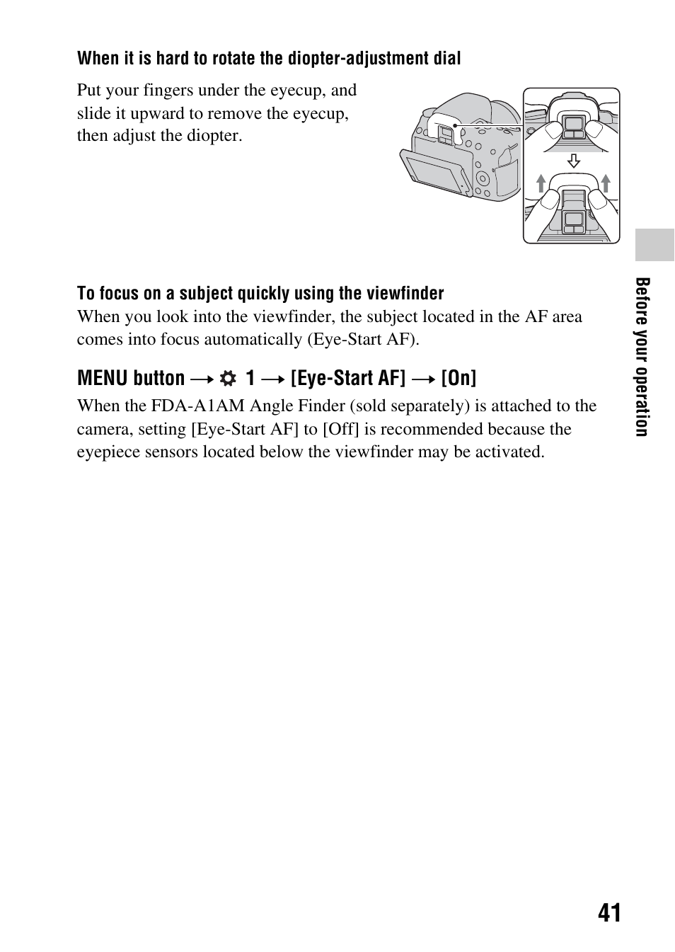 Eyepiece sensors (41) | Sony DSLR-A580L User Manual | Page 41 / 199