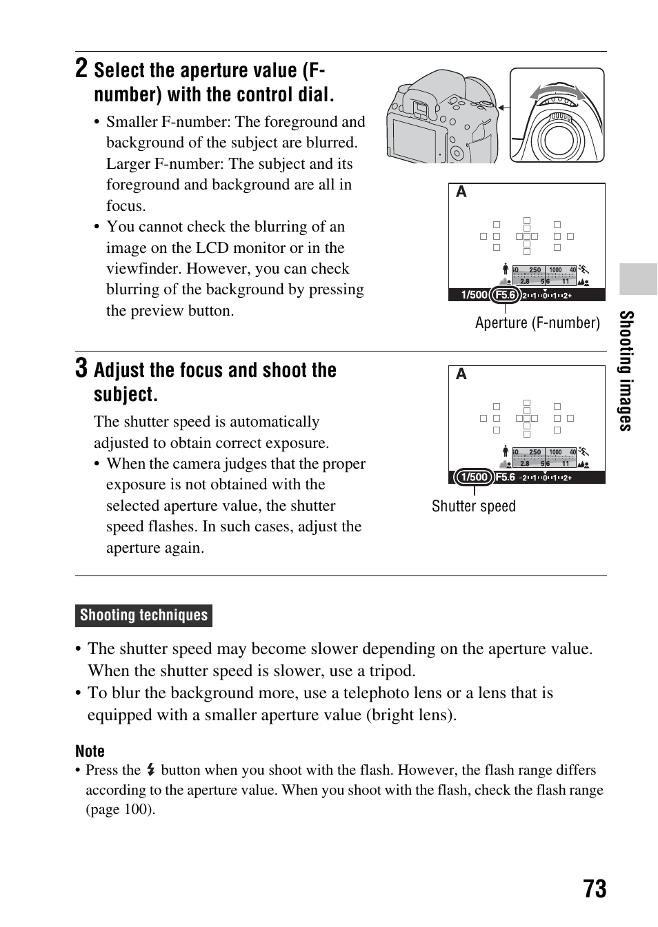 L dial (73) | Sony DSLR-A580L User Manual | Page 73 / 199