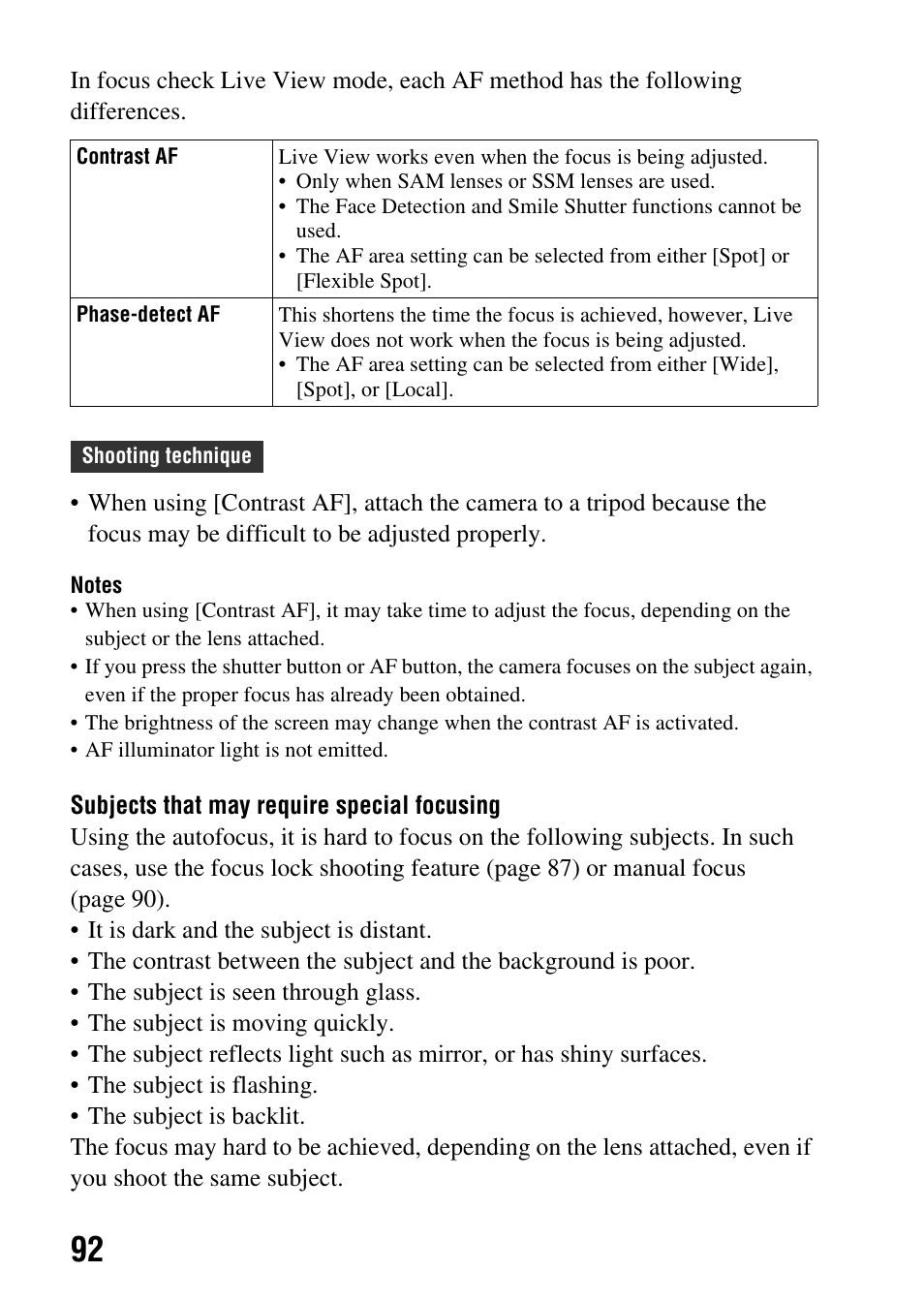 Sony DSLR-A580L User Manual | Page 92 / 199