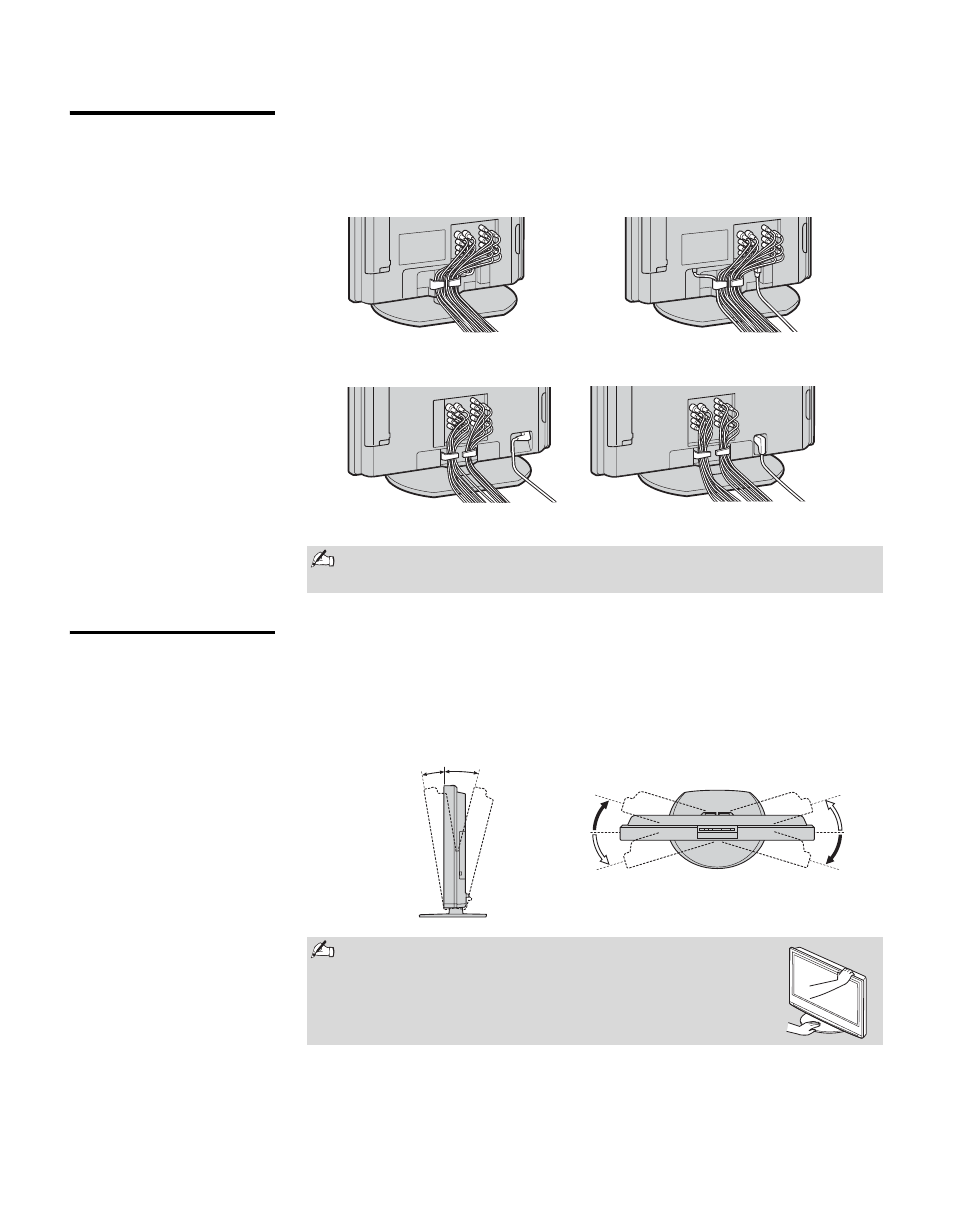 Bundling the connecting cables, Adjusting the viewing angle of the tv | Sony KLV-S32A10 User Manual | Page 12 / 72