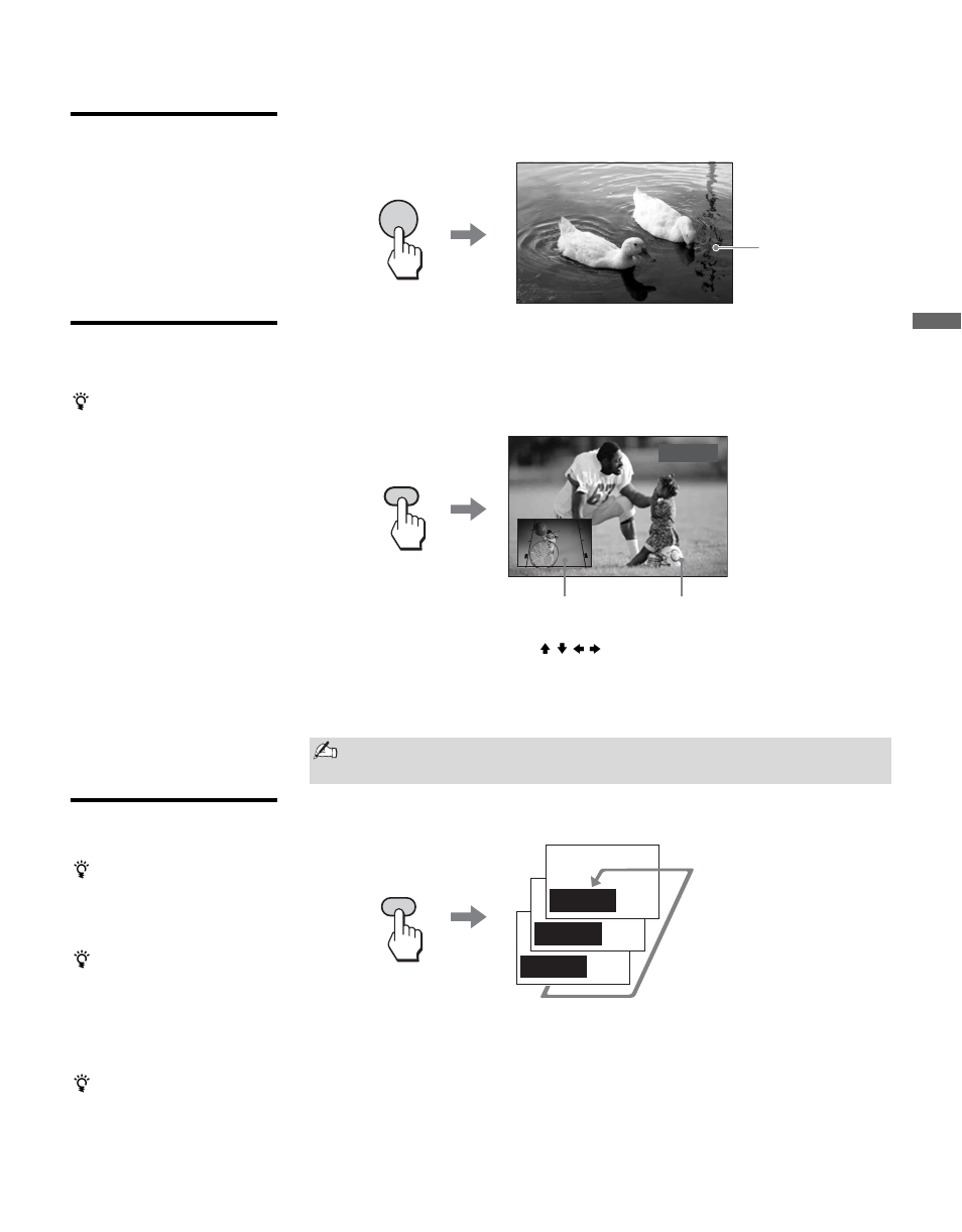 Using the jump function, Using the freeze function, Using the power saving function | Using the jump function using the freeze function | Sony KLV-S32A10 User Manual | Page 39 / 72