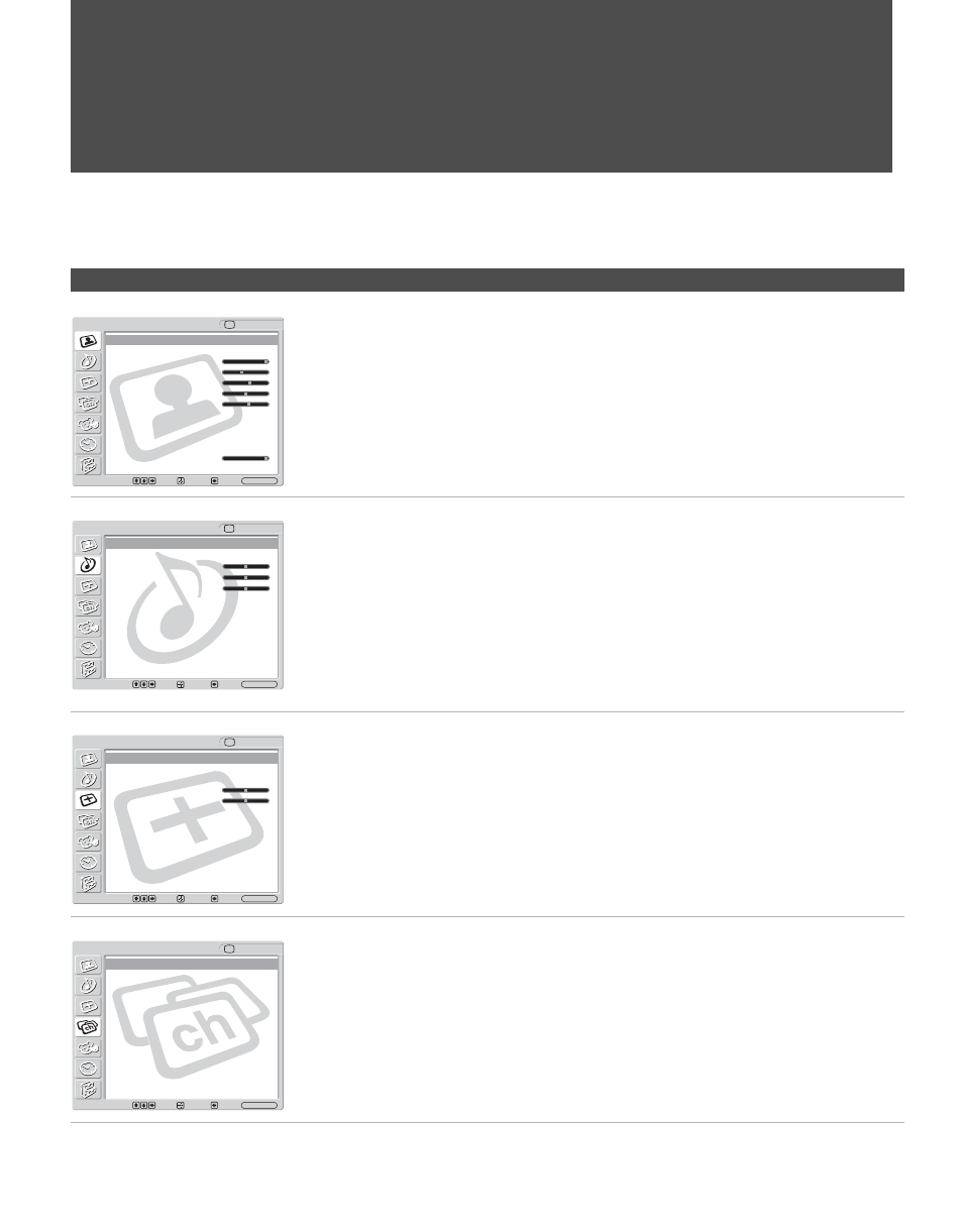 Using the settings, Overview of the settings | Sony KLV-S32A10 User Manual | Page 46 / 72