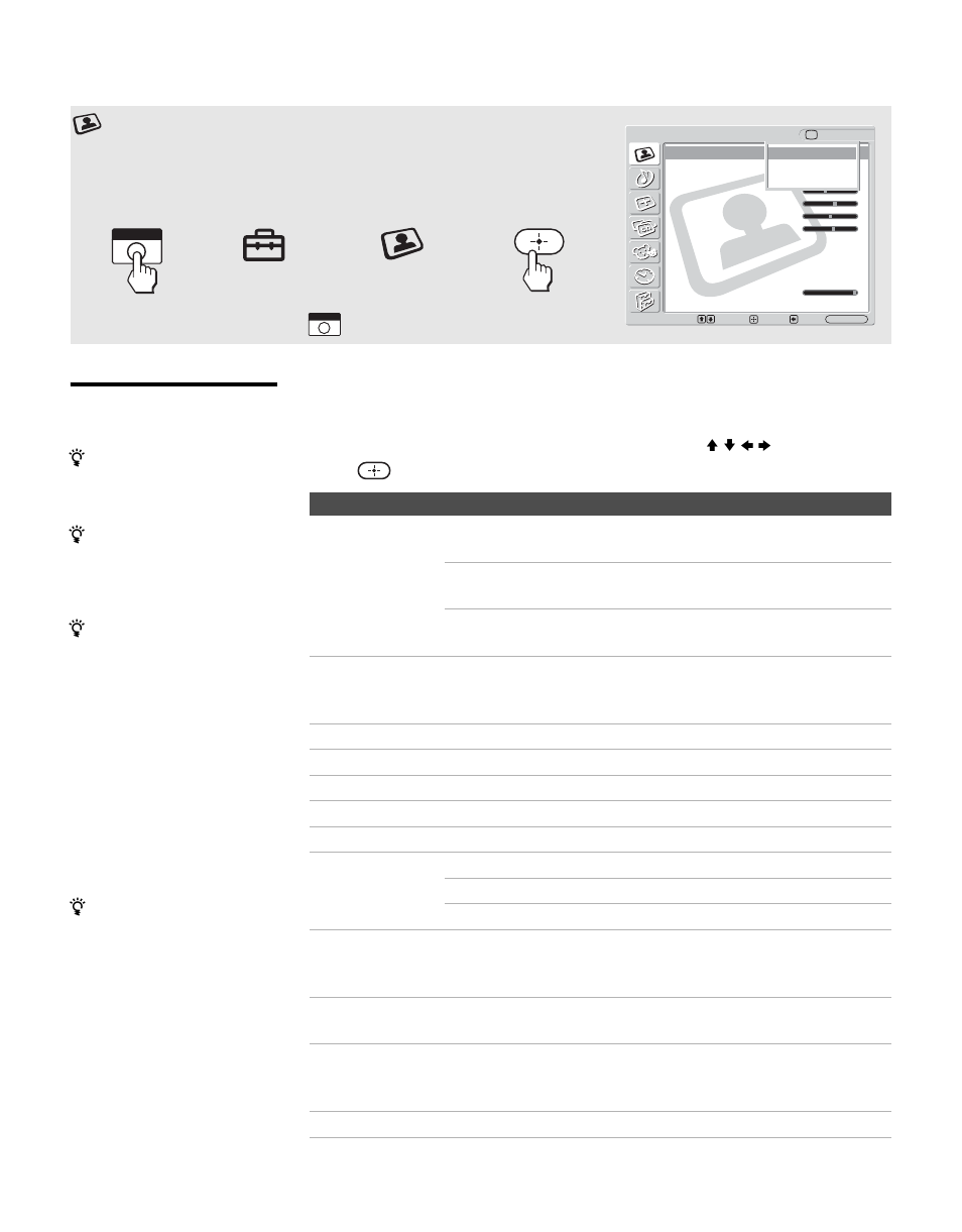 Using the video settings, Selecting video options | Sony KLV-S32A10 User Manual | Page 48 / 72
