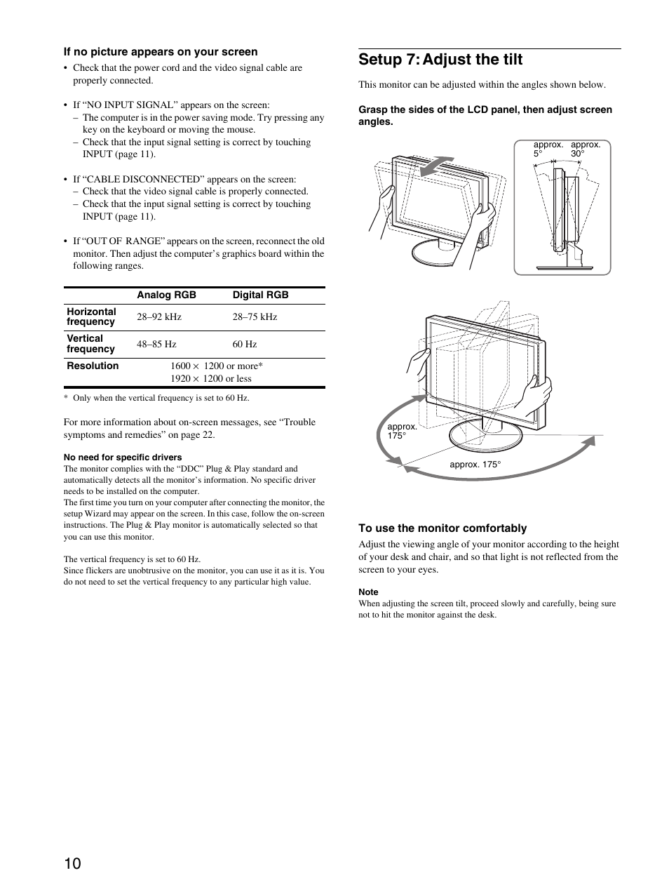Setup 7: adjust the tilt | Sony SDM-P234 User Manual | Page 10 / 26