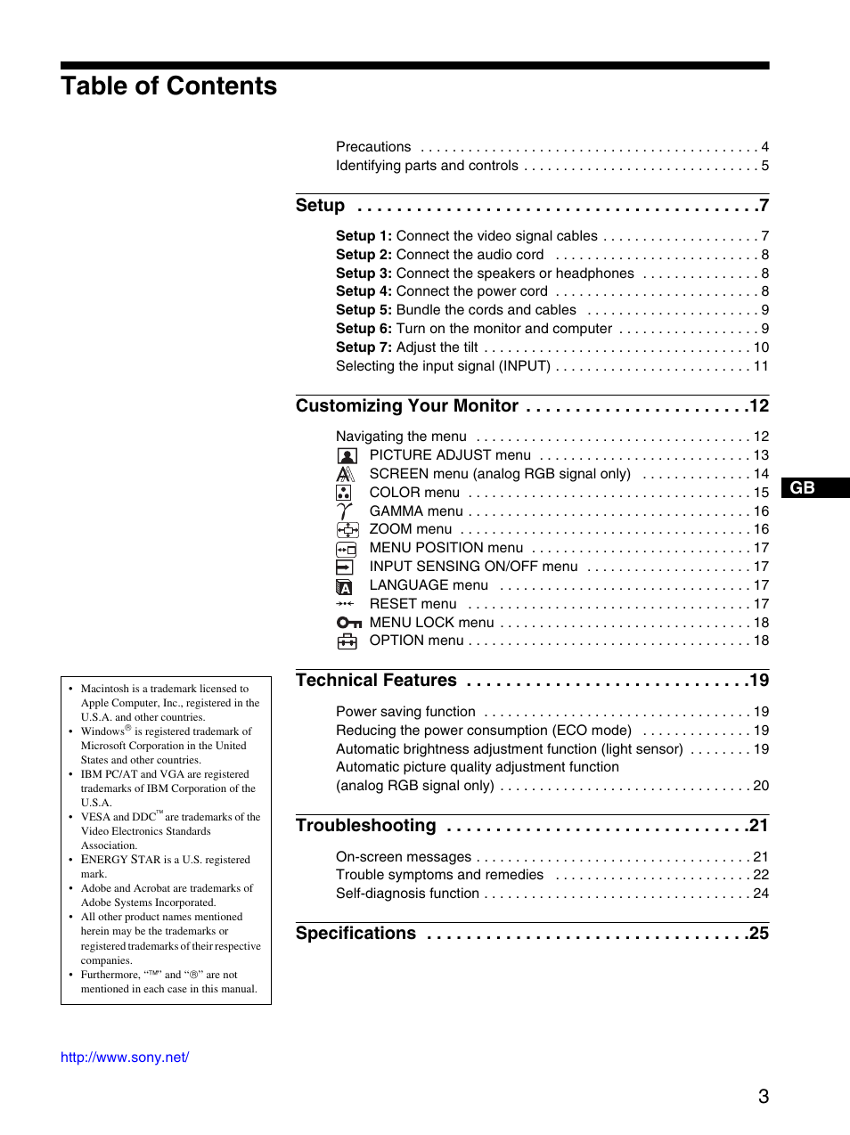 Sony SDM-P234 User Manual | Page 3 / 26