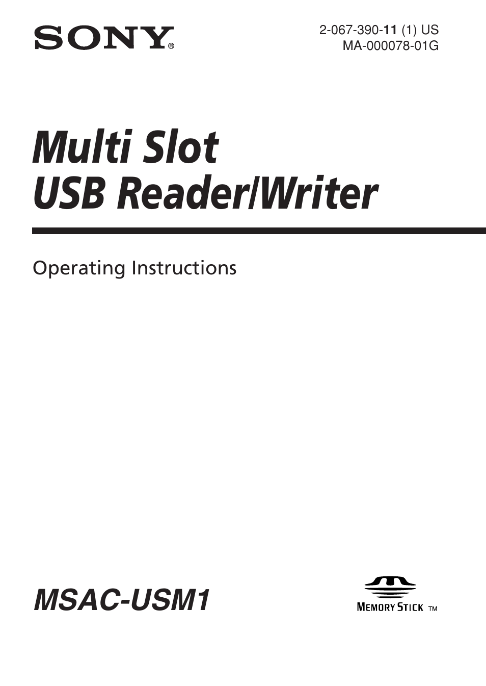 Sony MSAC-USM1 User Manual | 178 pages