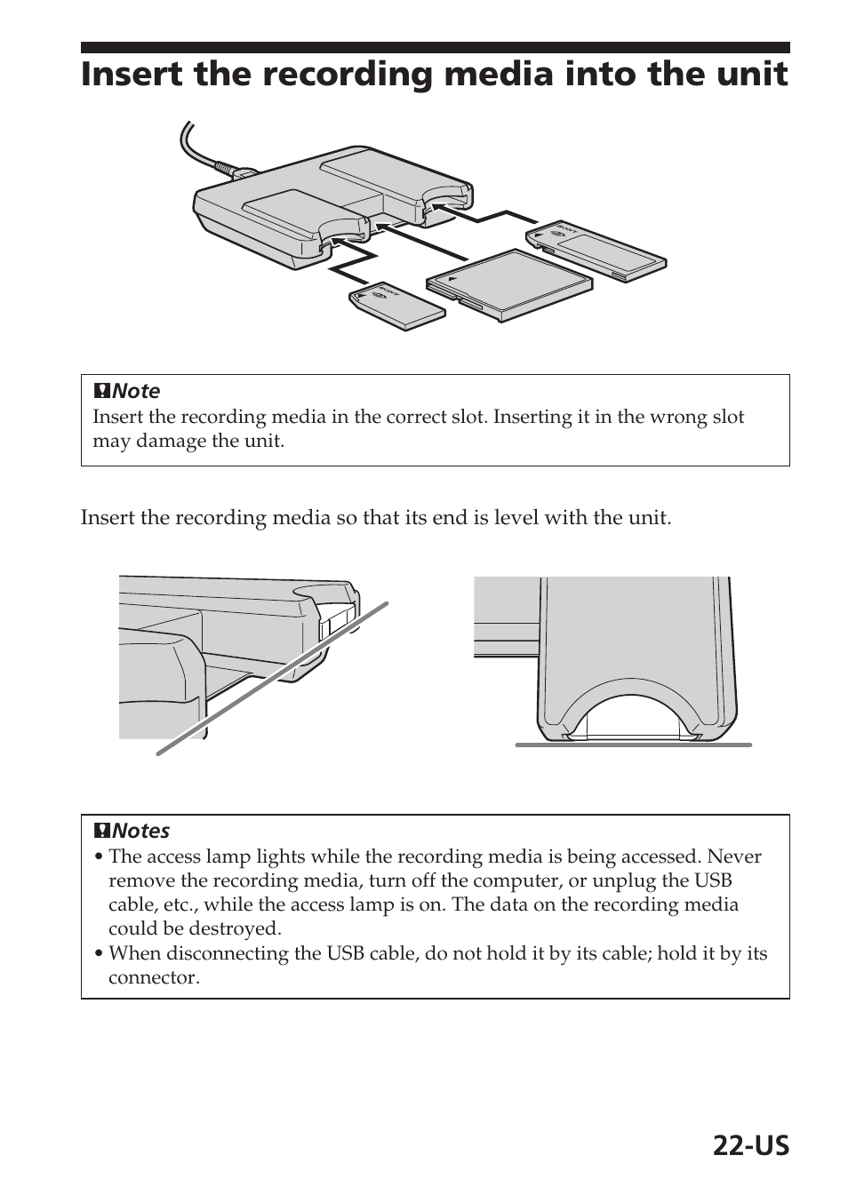 Insert the recording media into the unit | Sony MSAC-USM1 User Manual | Page 22 / 178