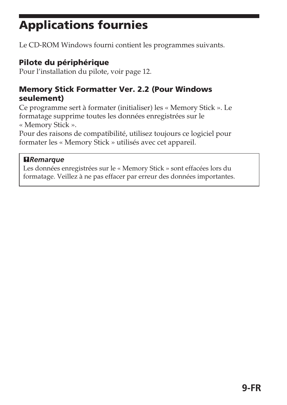 Applications fournies | Sony MSAC-USM1 User Manual | Page 46 / 178