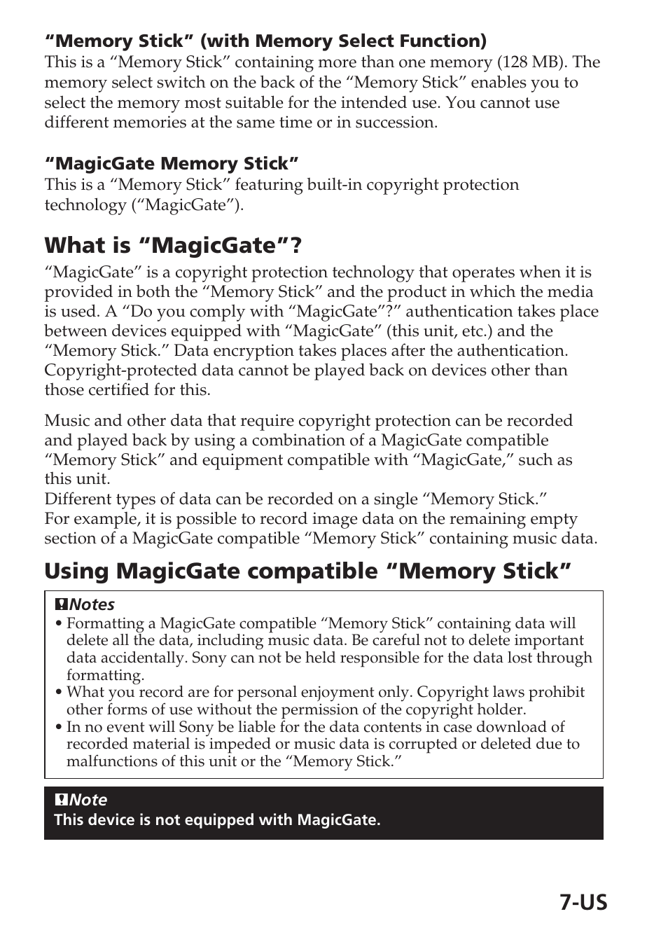 What is “magicgate | Sony MSAC-USM1 User Manual | Page 7 / 178