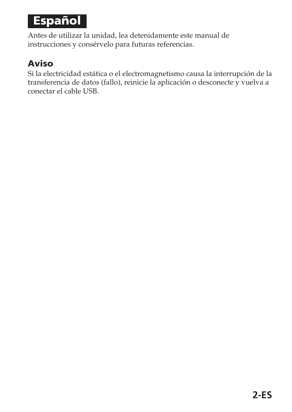 Español | Sony MSAC-USM1 User Manual | Page 75 / 178