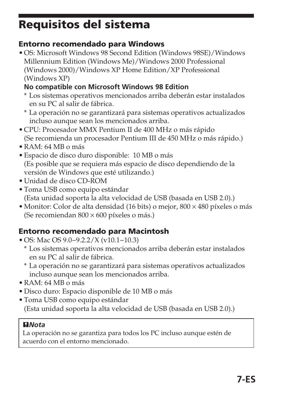 Requisitos del sistema | Sony MSAC-USM1 User Manual | Page 80 / 178