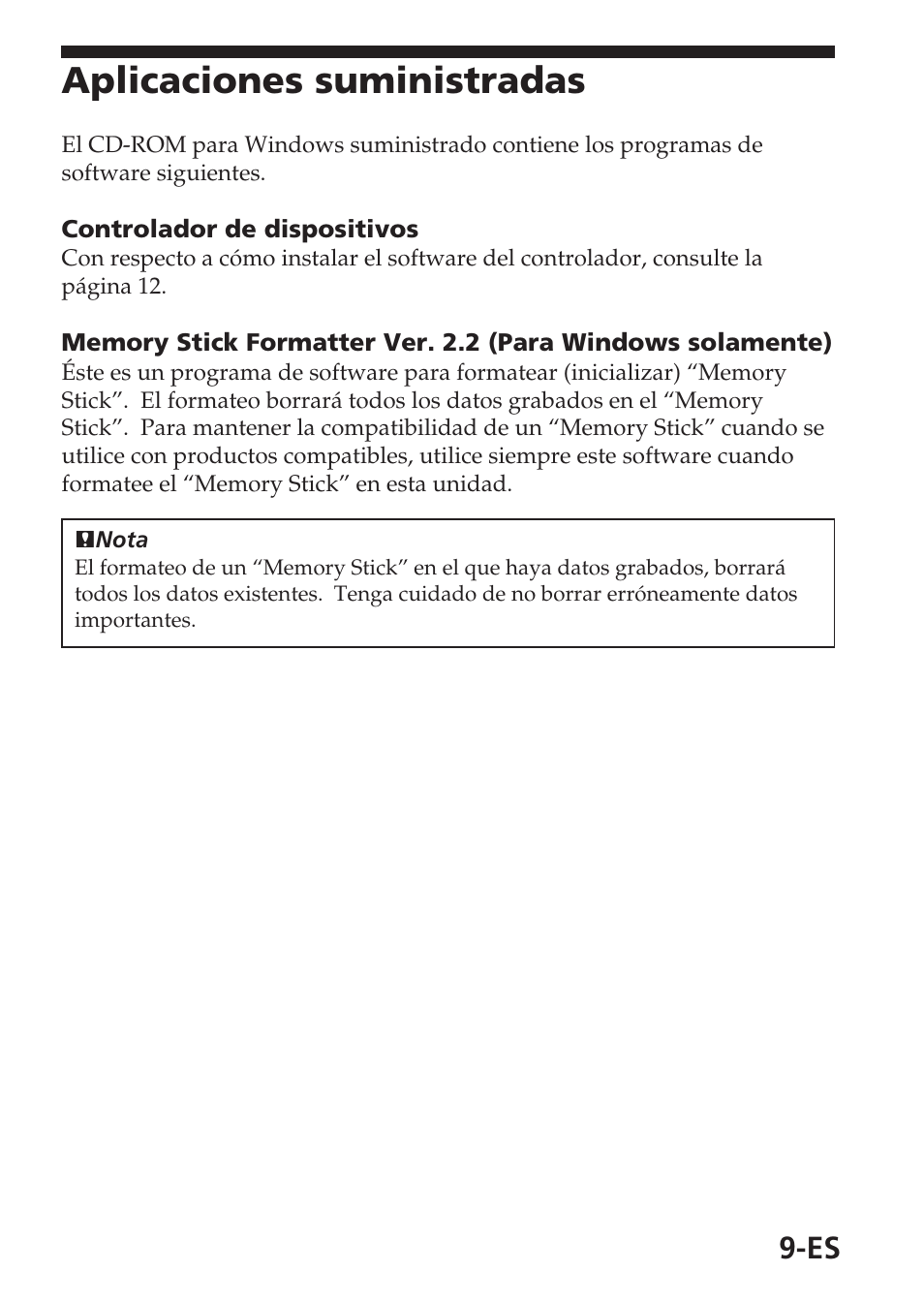 Aplicaciones suministradas | Sony MSAC-USM1 User Manual | Page 82 / 178