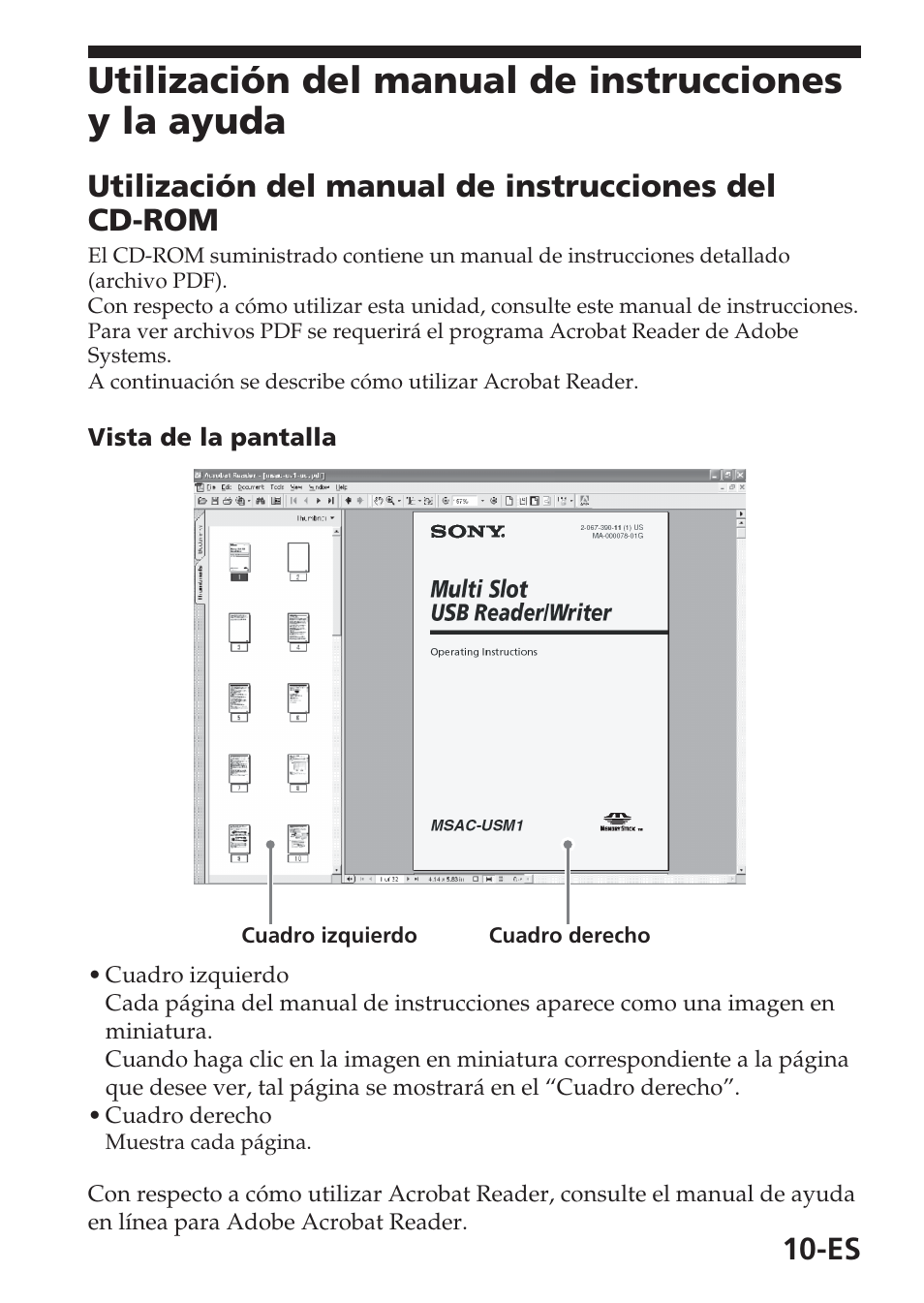 Utilización del manual de instrucciones y la ayuda, Utilización del manual de instrucciones del cd-rom | Sony MSAC-USM1 User Manual | Page 83 / 178