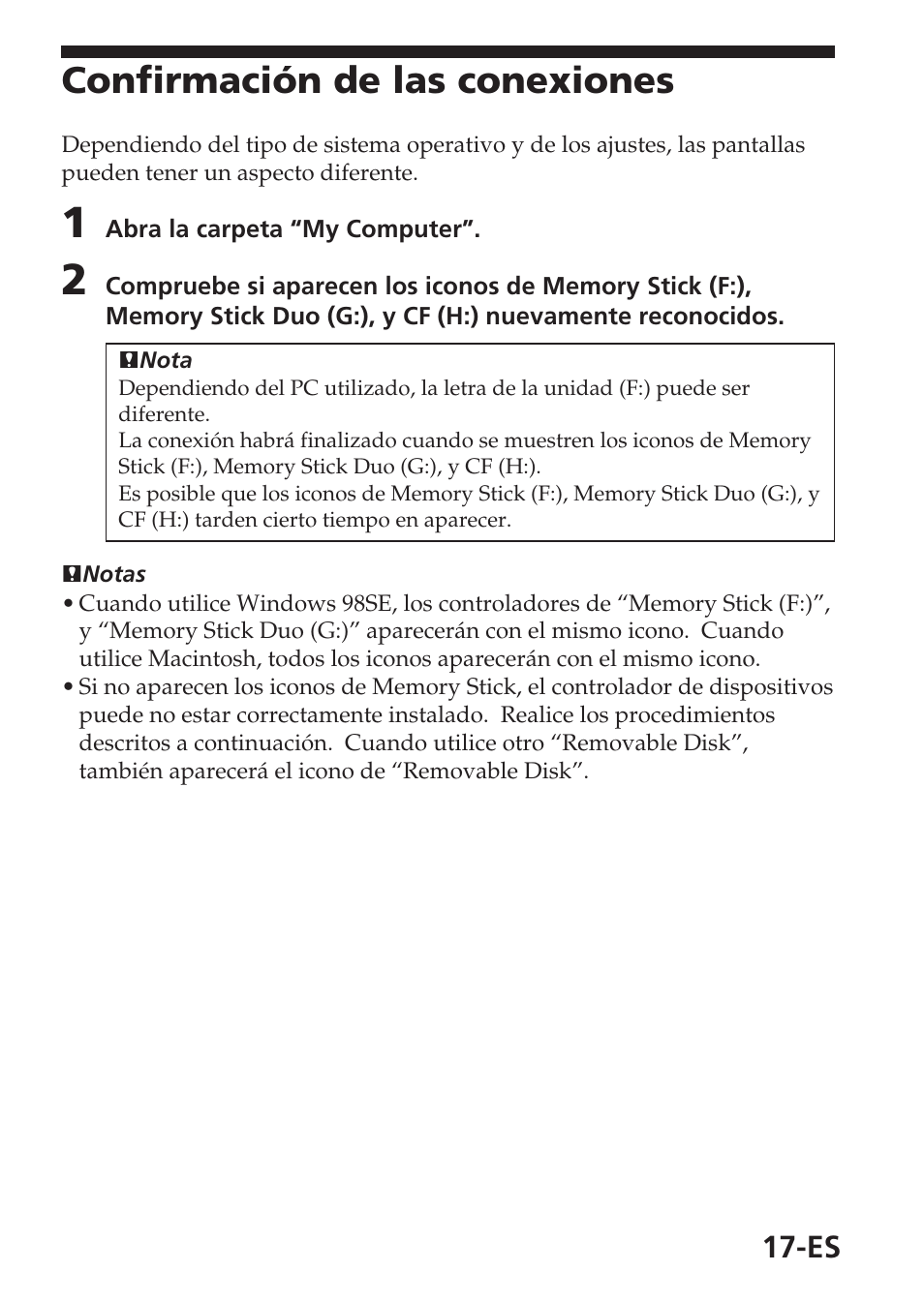 Confirmación de las conexiones | Sony MSAC-USM1 User Manual | Page 90 / 178