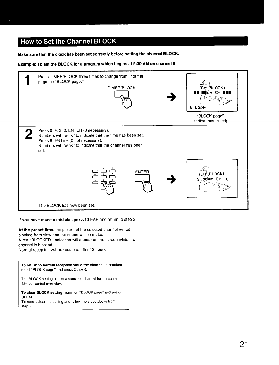 How to set the channel block, Before | Sony KV-19TS20 User Manual | Page 21 / 23